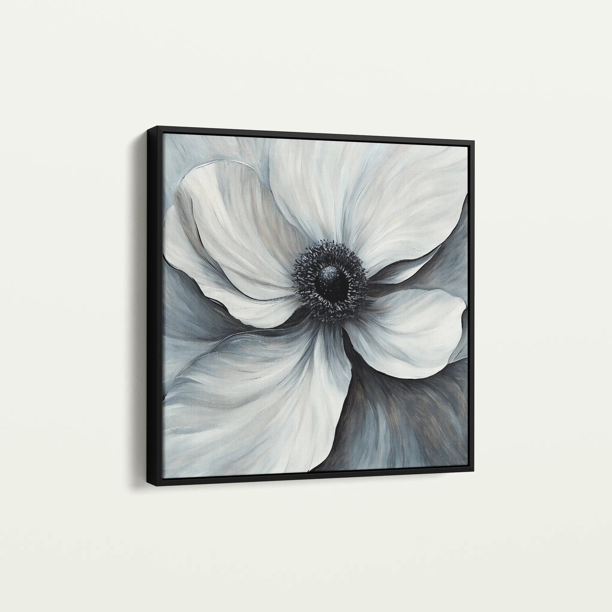 Floral 1347 Canvas Art 16" x 16" / 40 x 40 cm / Black