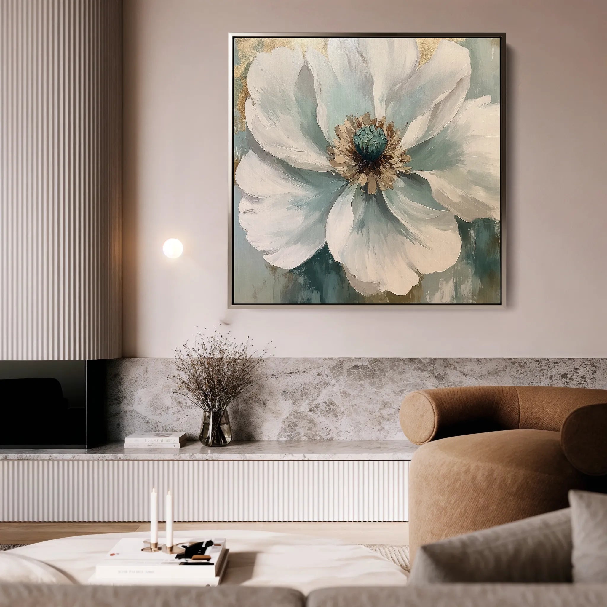 Floral 1351 Canvas Art 16" x 16" / 40 x 40 cm / Black