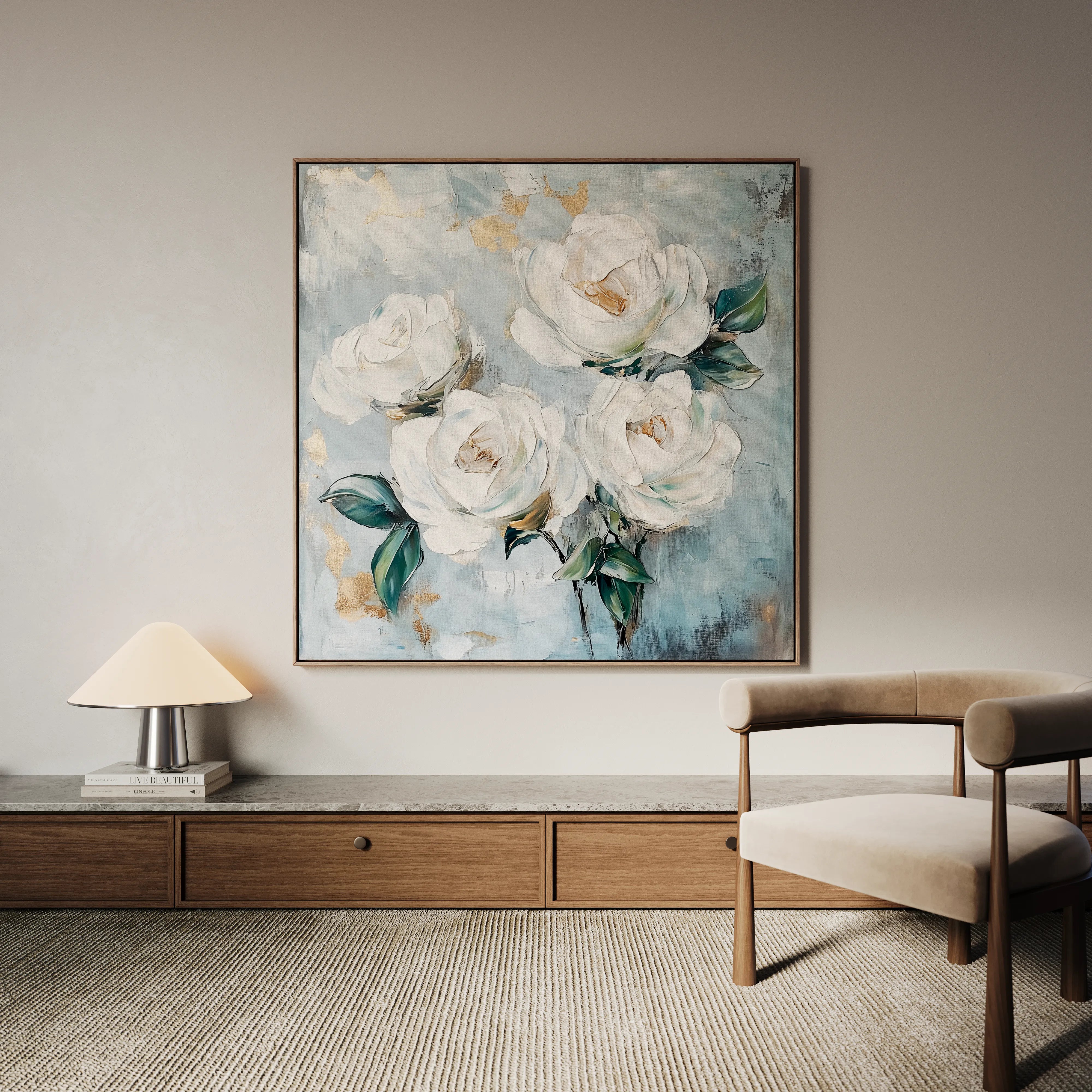 Floral 1357 Canvas Art 16" x 16" / 40 x 40 cm / Black