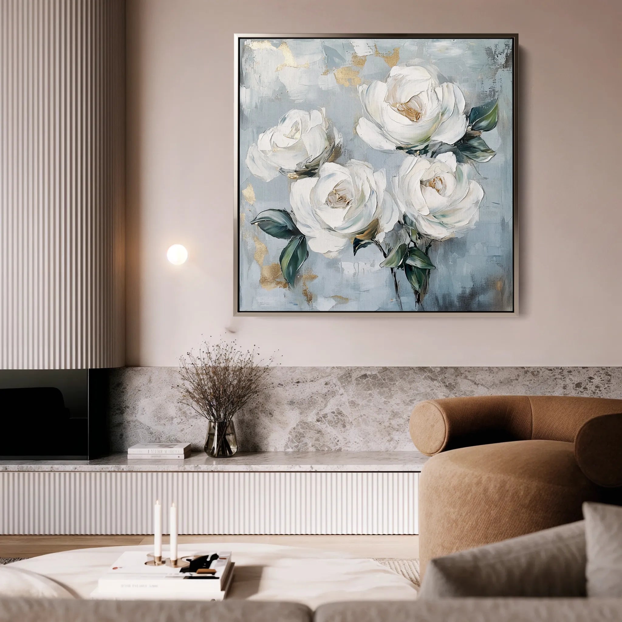 Floral 1357 Canvas Art 16" x 16" / 40 x 40 cm / Black