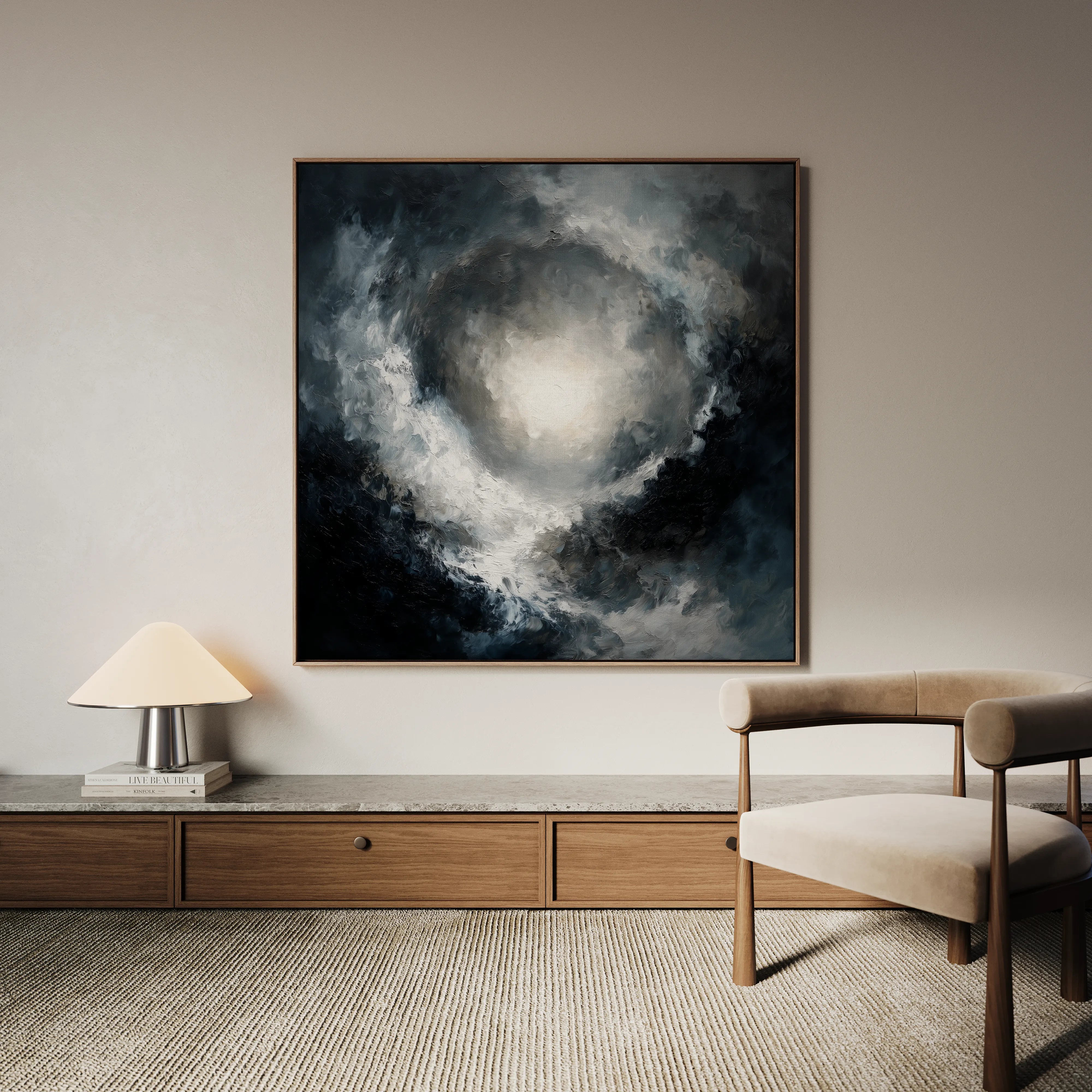 Abstract 1368 Canvas Art 16" x 16" / 40 x 40 cm / Black