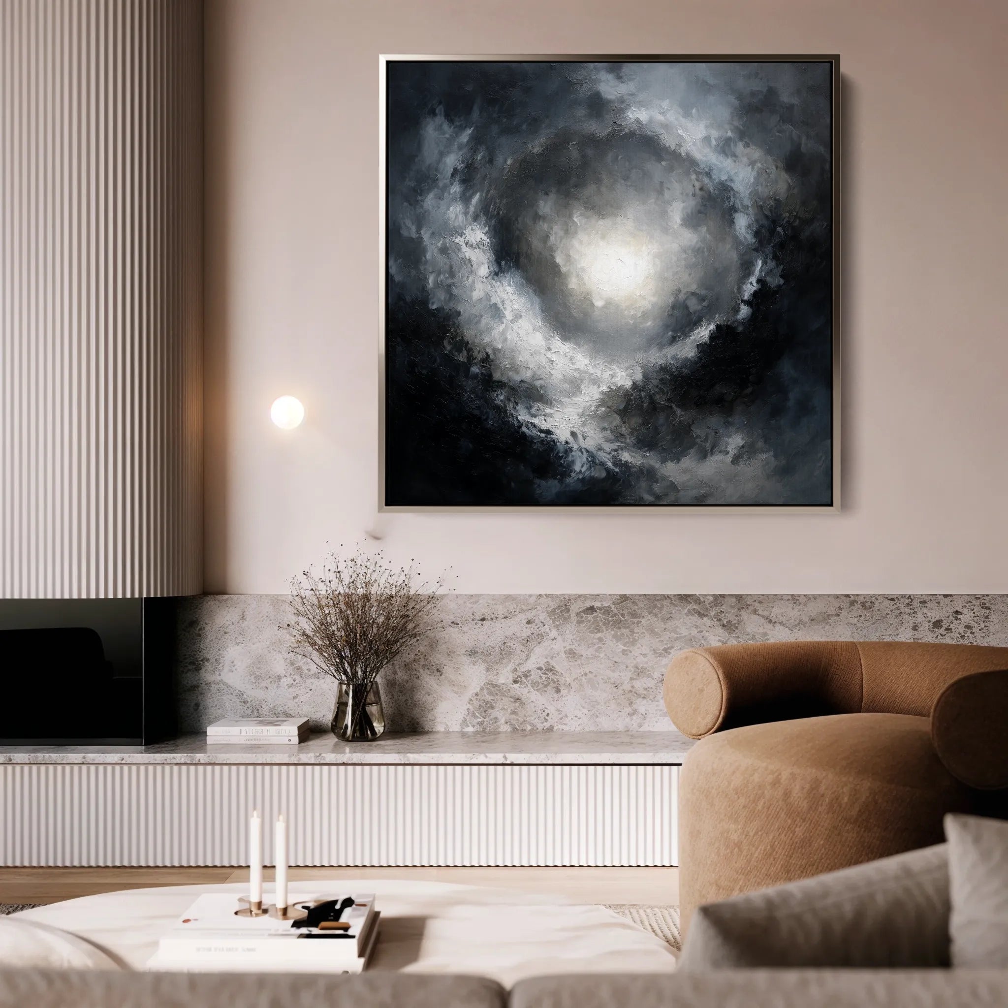 Abstract 1368 Canvas Art 16" x 16" / 40 x 40 cm / Black
