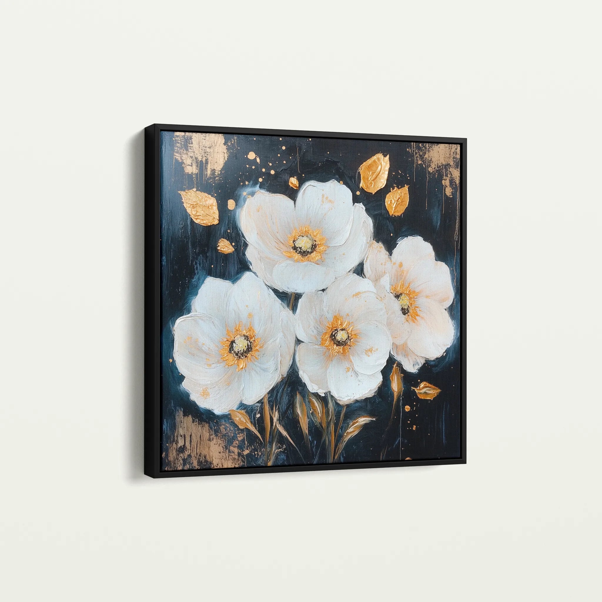 Floral 1371 Canvas Art 16" x 16" / 40 x 40 cm / Black