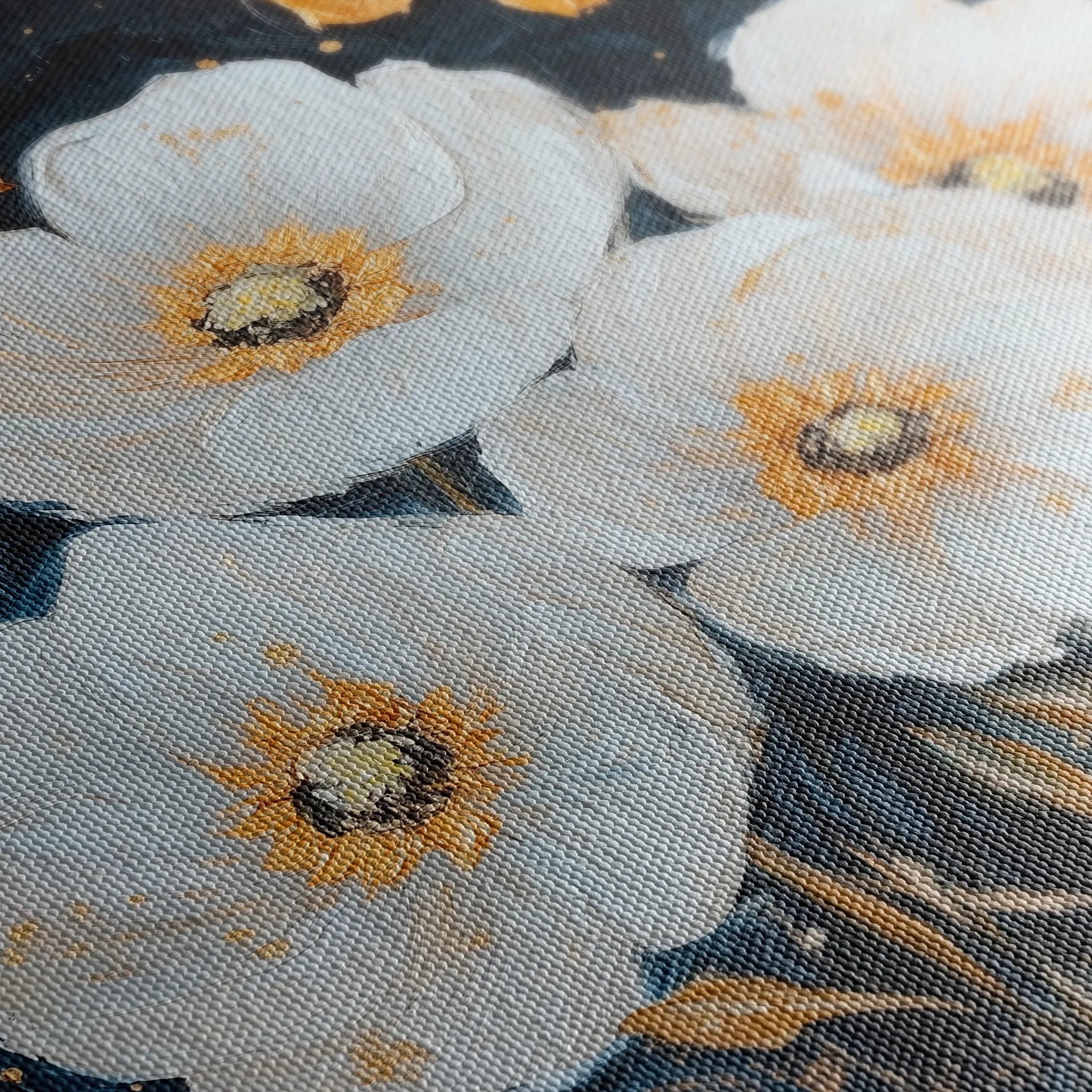 Floral 1371 Canvas Art 16" x 16" / 40 x 40 cm / Black