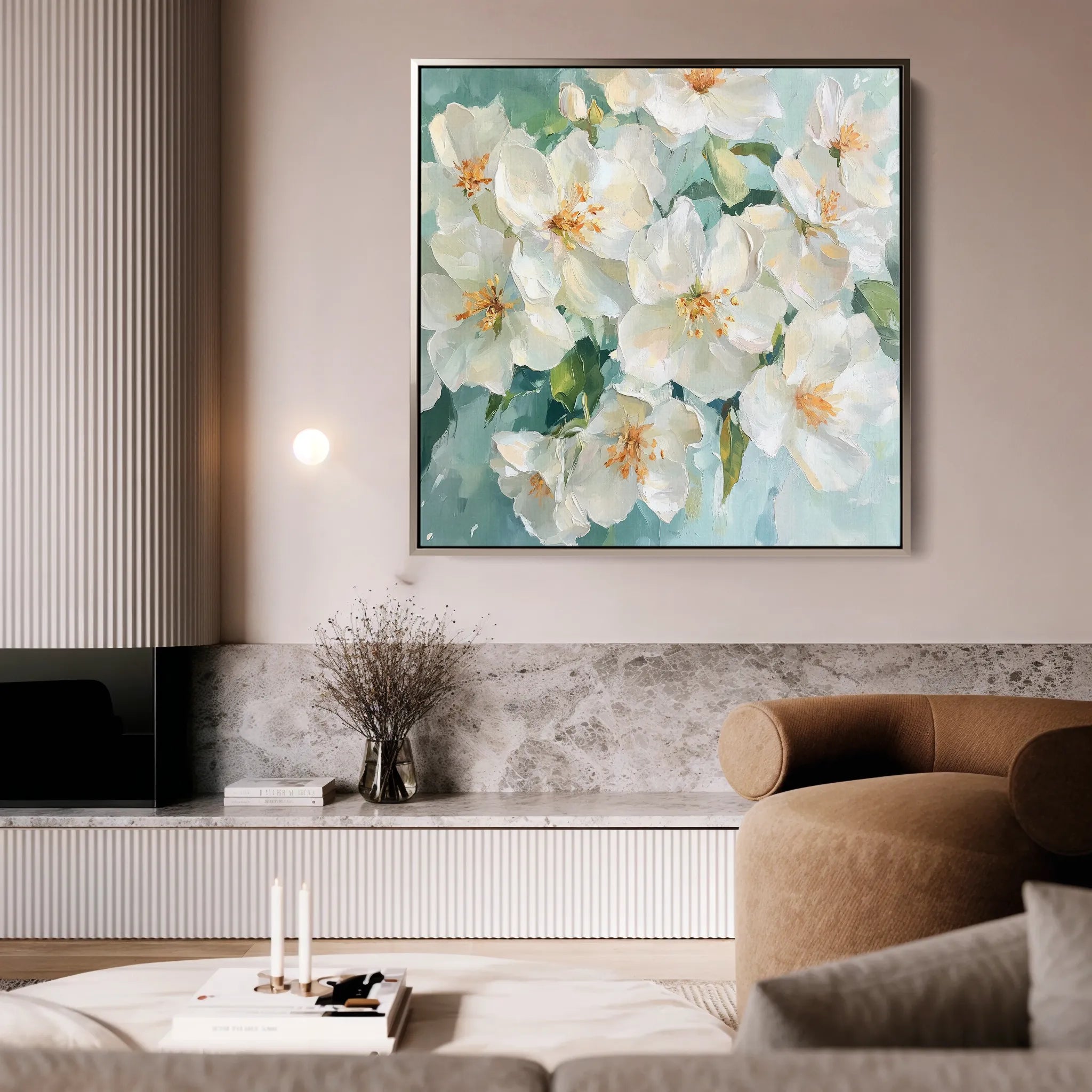 Floral 1388 Canvas Art 16" x 16" / 40 x 40 cm / Black