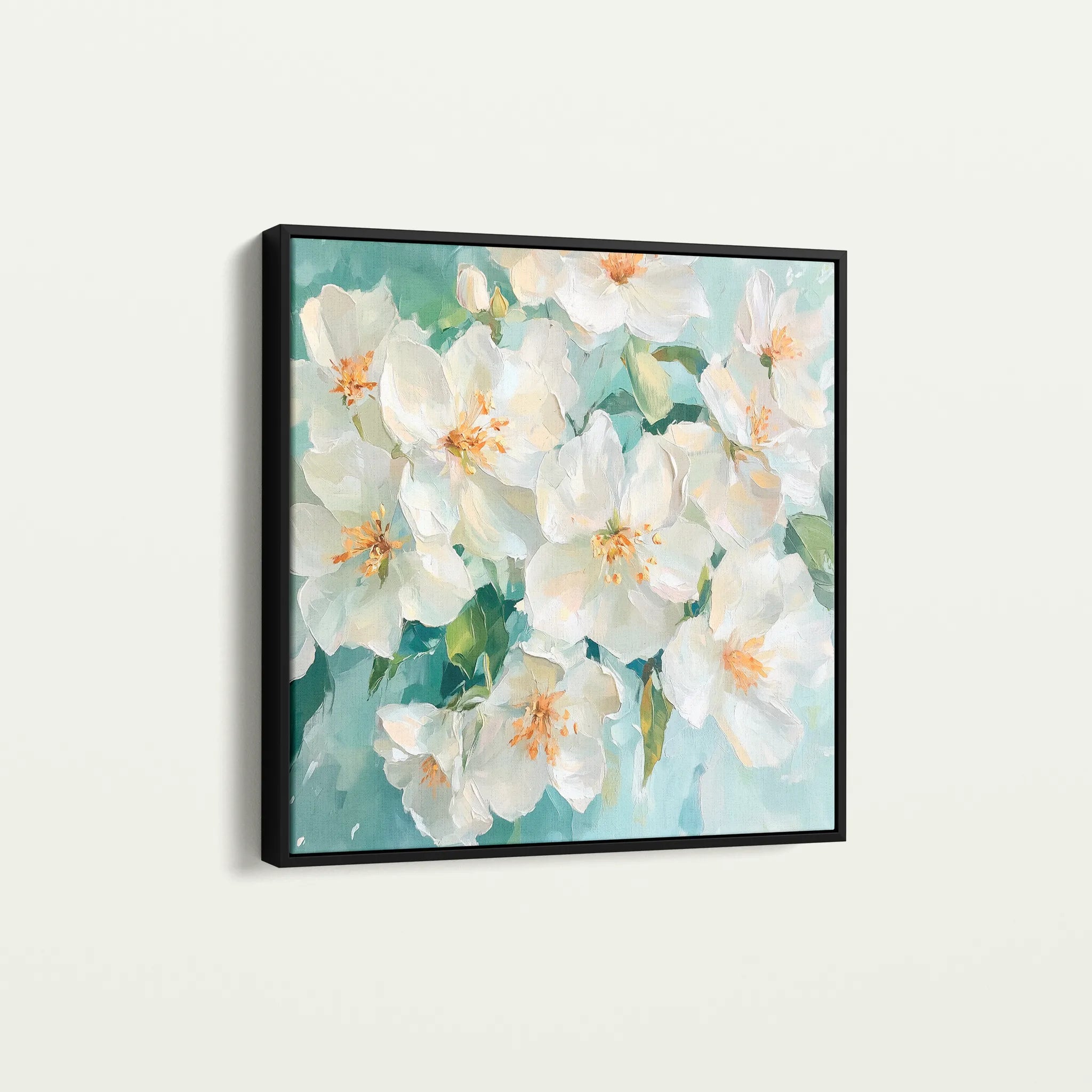 Floral 1388 Canvas Art 16" x 16" / 40 x 40 cm / Black