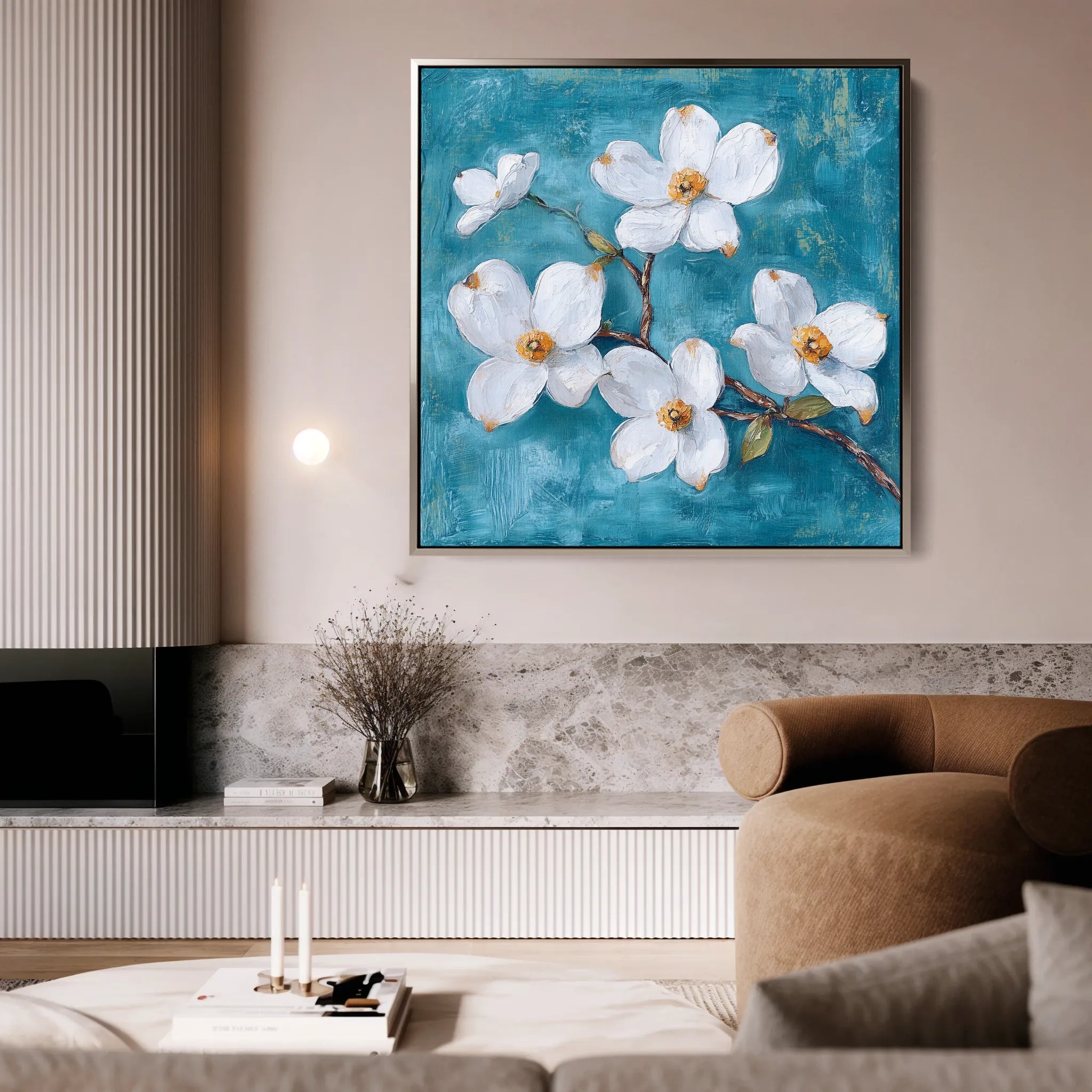 Floral 1389 Canvas Art 16" x 16" / 40 x 40 cm / Black