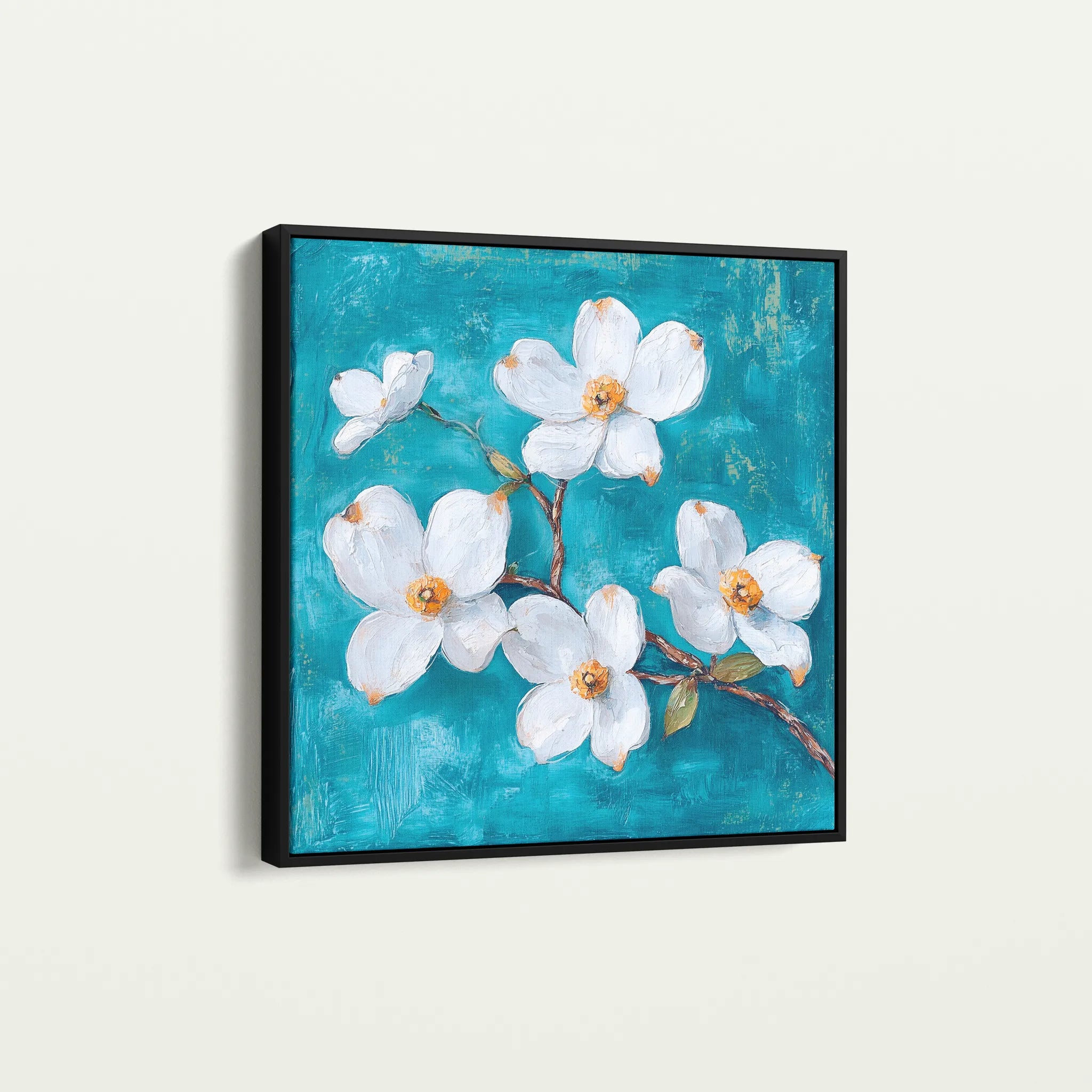 Floral 1389 Canvas Art 16" x 16" / 40 x 40 cm / Black