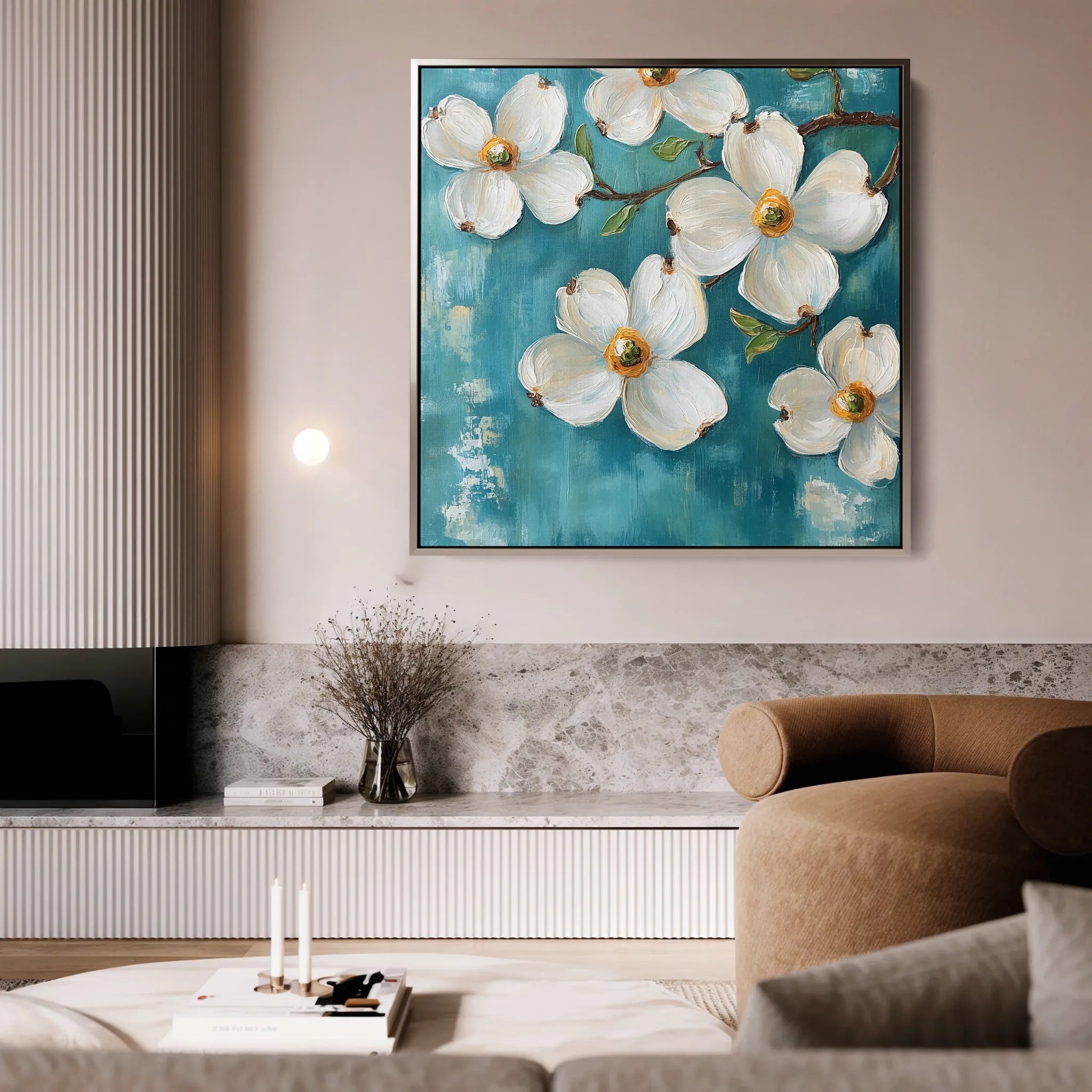 Floral 1390 Canvas Art 16" x 16" / 40 x 40 cm / Black