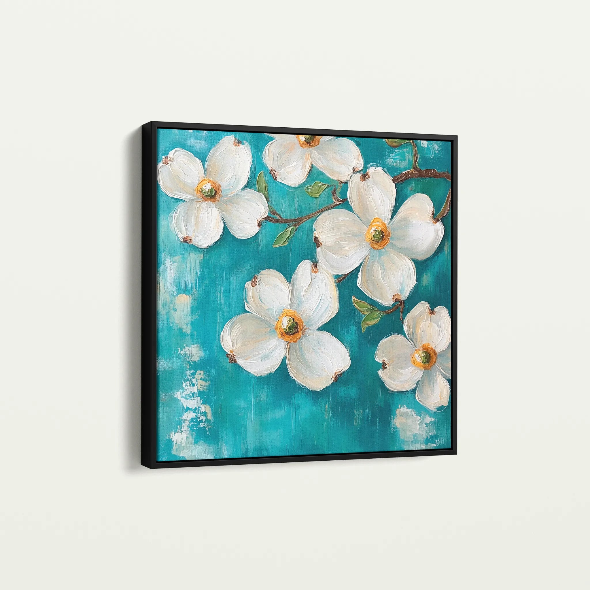 Floral 1390 Canvas Art 16" x 16" / 40 x 40 cm / Black