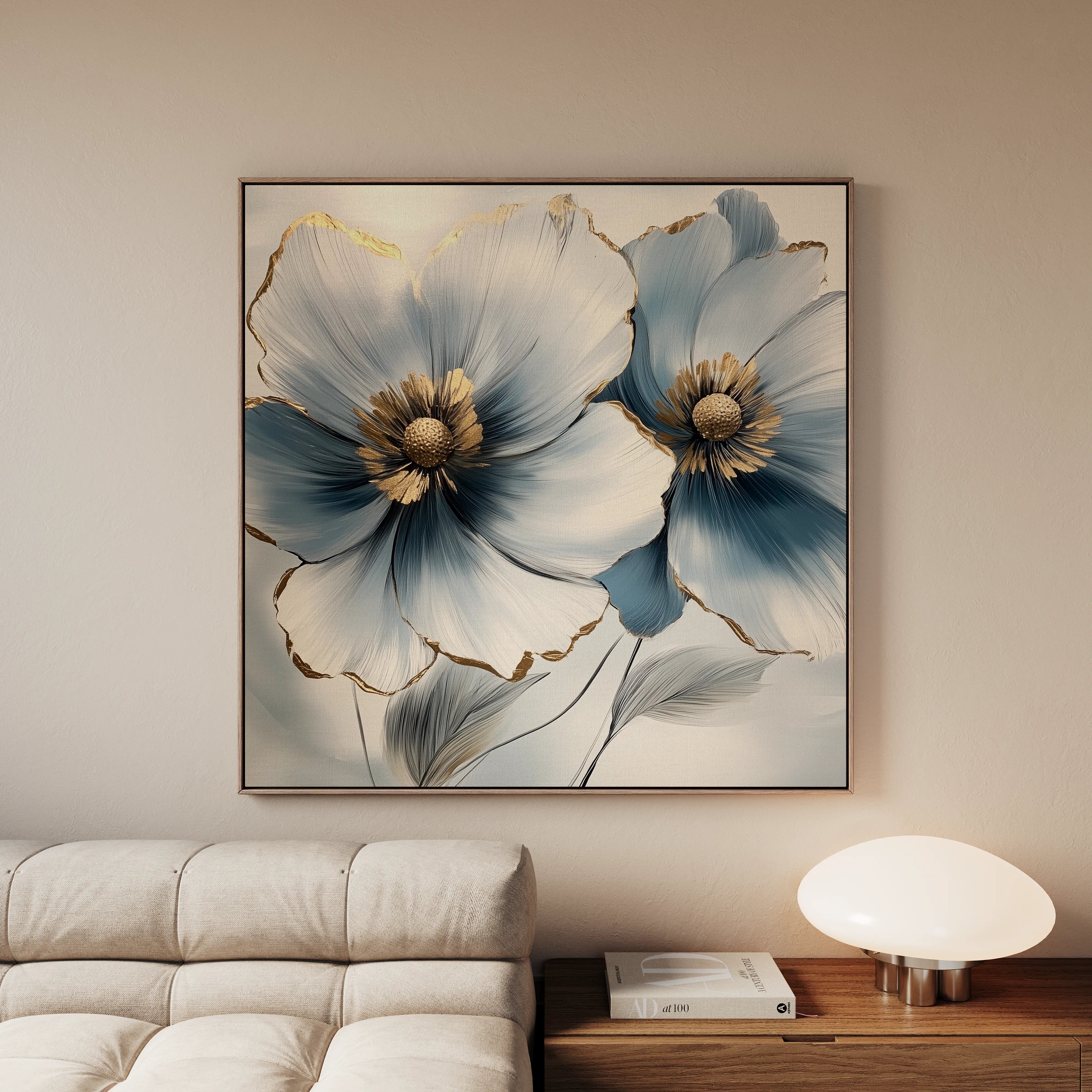 Floral 1394 Canvas Art 16" x 16" / 40 x 40 cm / Black
