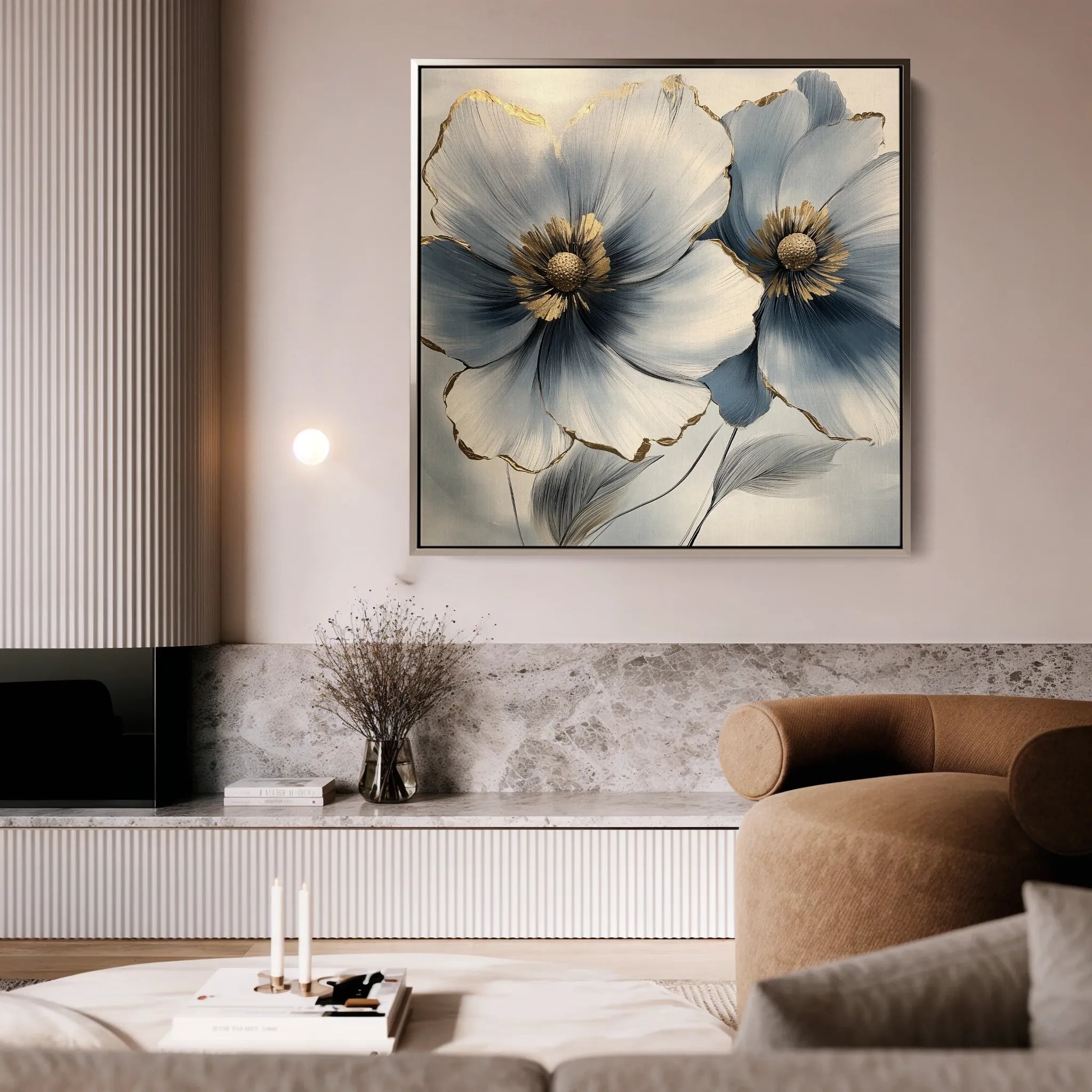 Floral 1394 Canvas Art 16" x 16" / 40 x 40 cm / Black