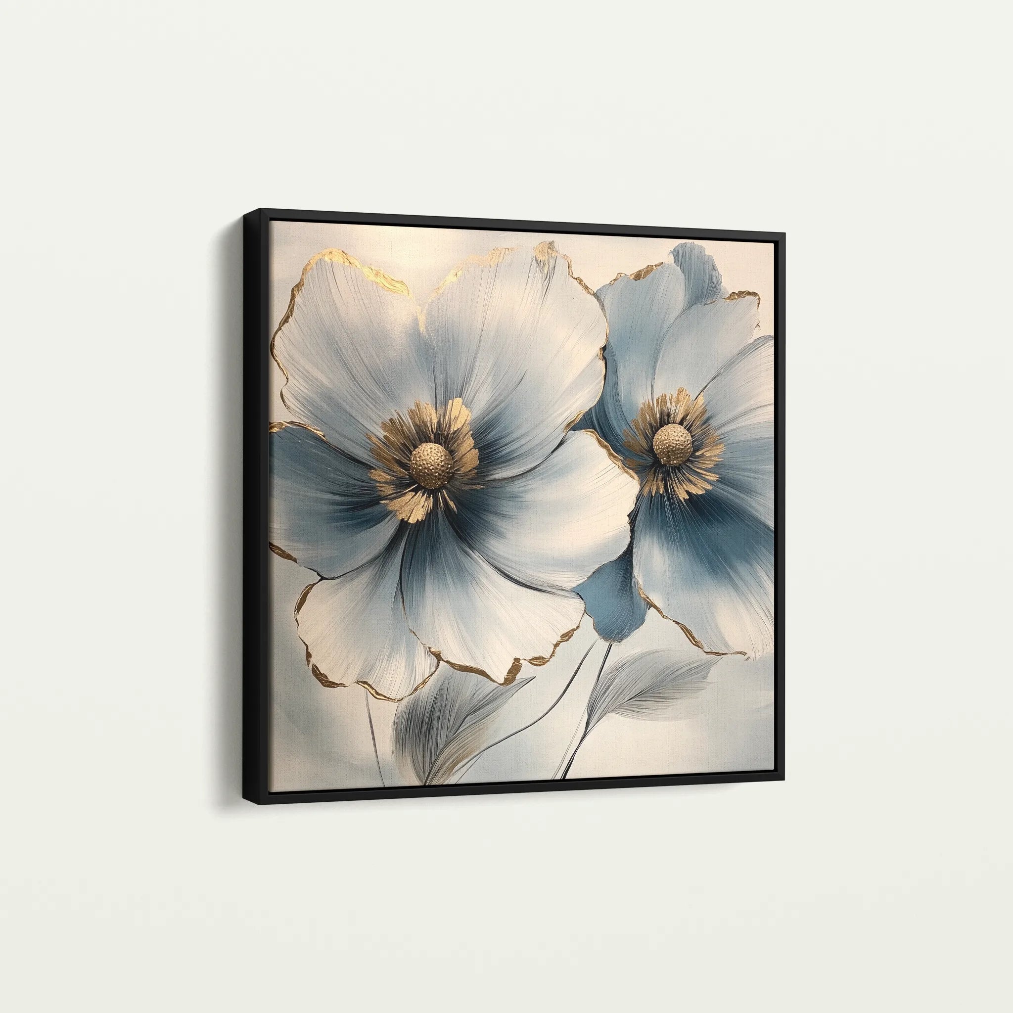 Floral 1394 Canvas Art 16" x 16" / 40 x 40 cm / Black