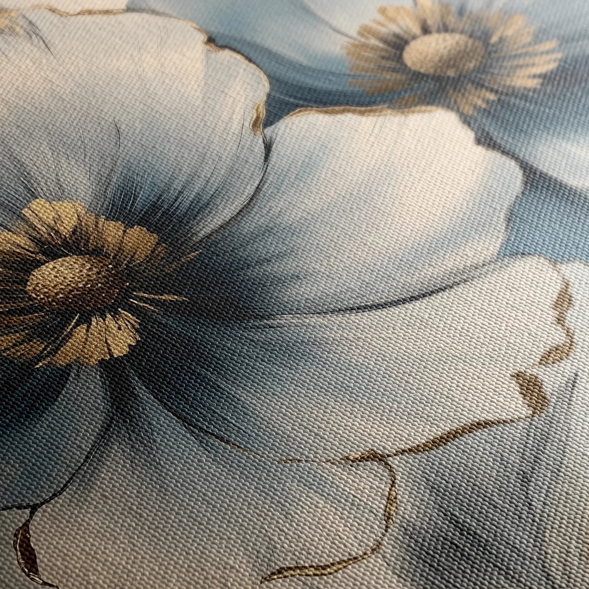 Floral 1394 Canvas Art 16" x 16" / 40 x 40 cm / Black