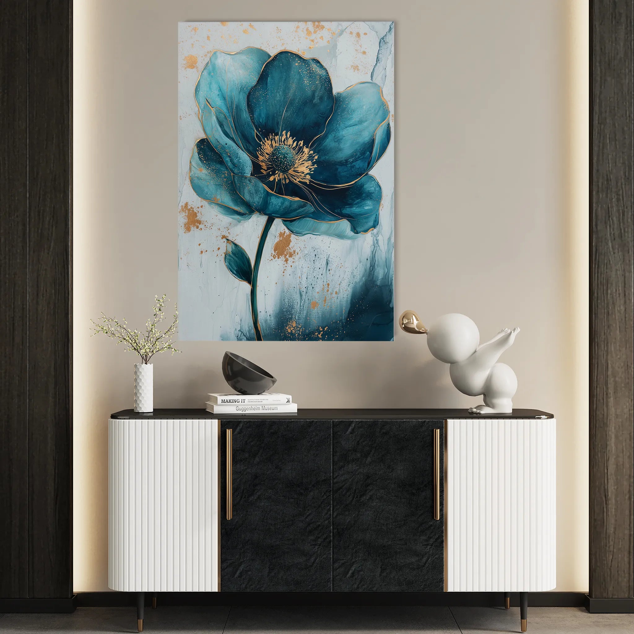 Floral 1407 Canvas Art 18" x 24" / 45 x 60 cm / Black