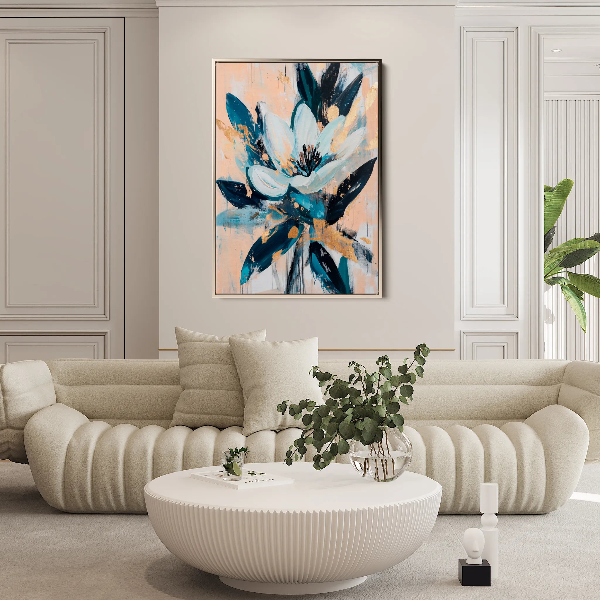 Floral 1428 Canvas Art 18" x 24" / 45 x 60 cm / Black