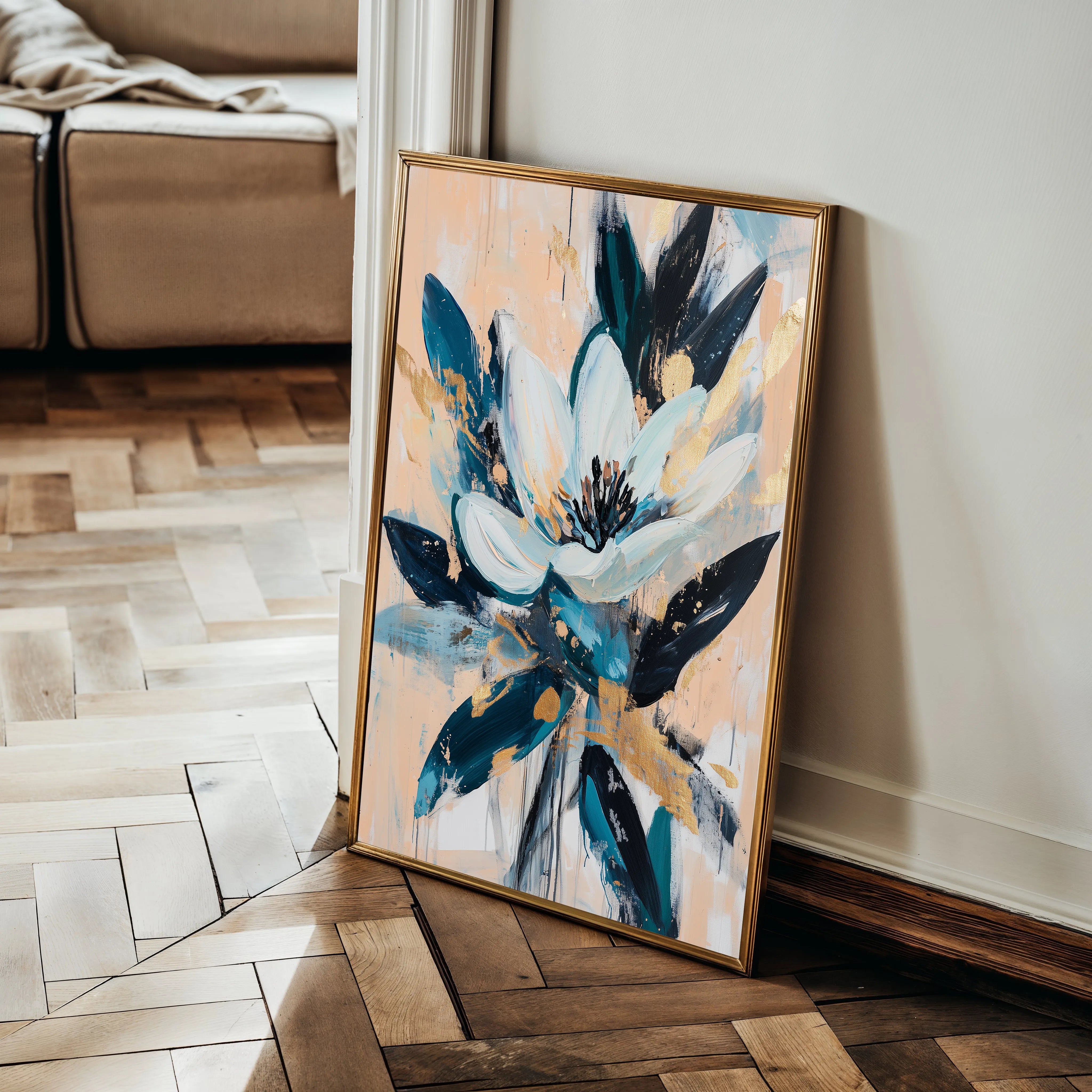 Floral 1428 Canvas Art 18" x 24" / 45 x 60 cm / Black