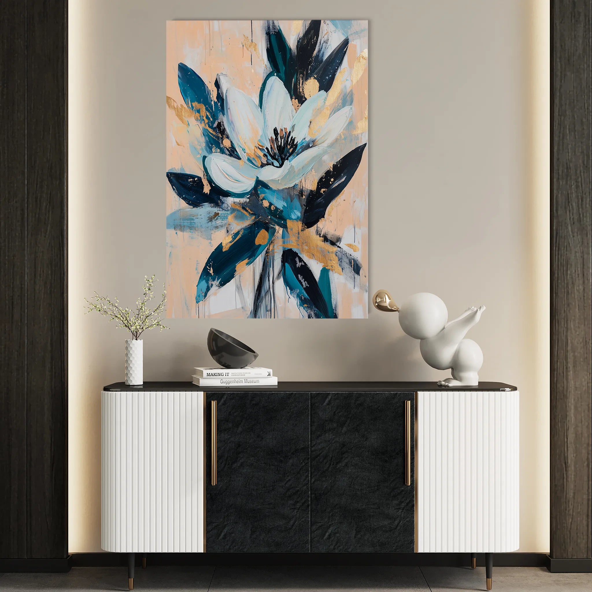 Floral 1428 Canvas Art 18" x 24" / 45 x 60 cm / Black