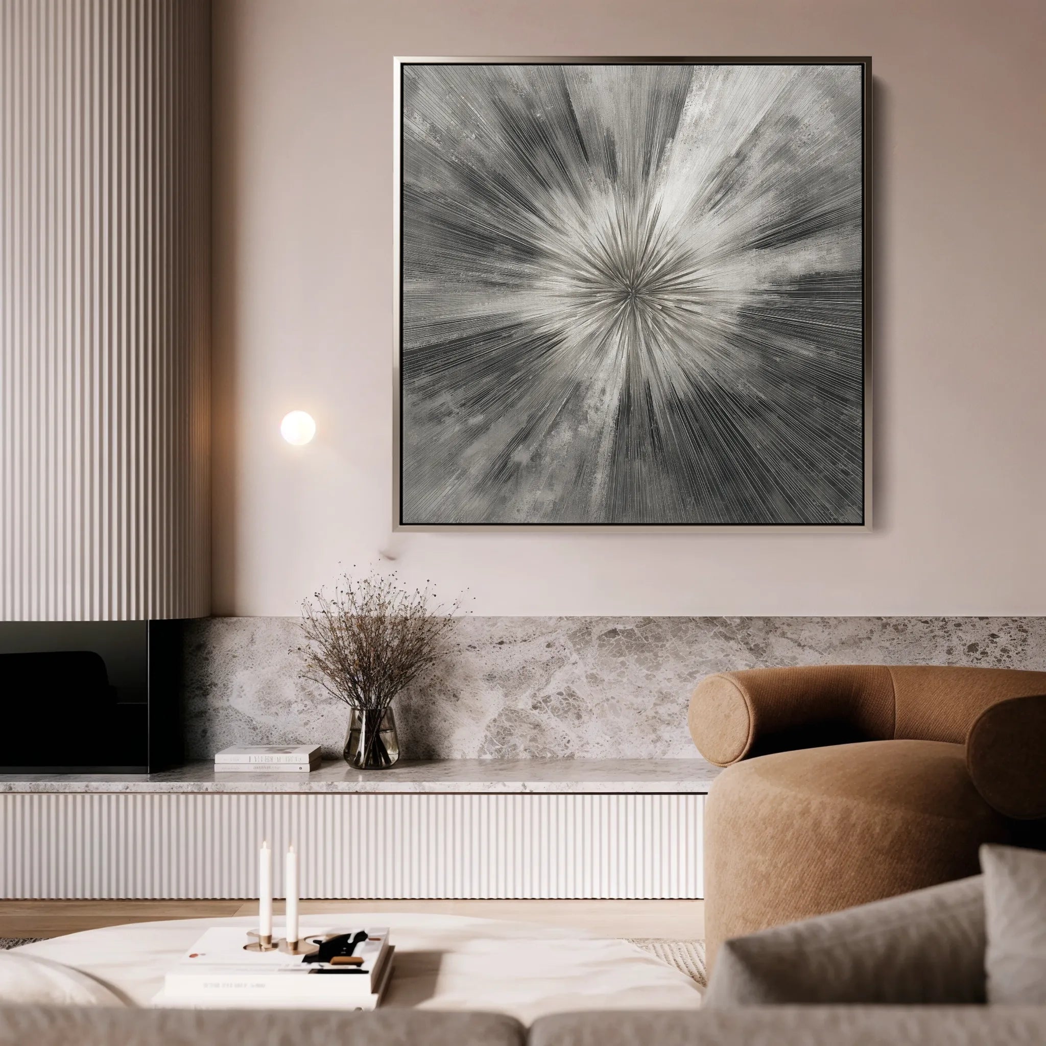 Abstract 1429 Canvas Art 16" x 16" / 40 x 40 cm / Black