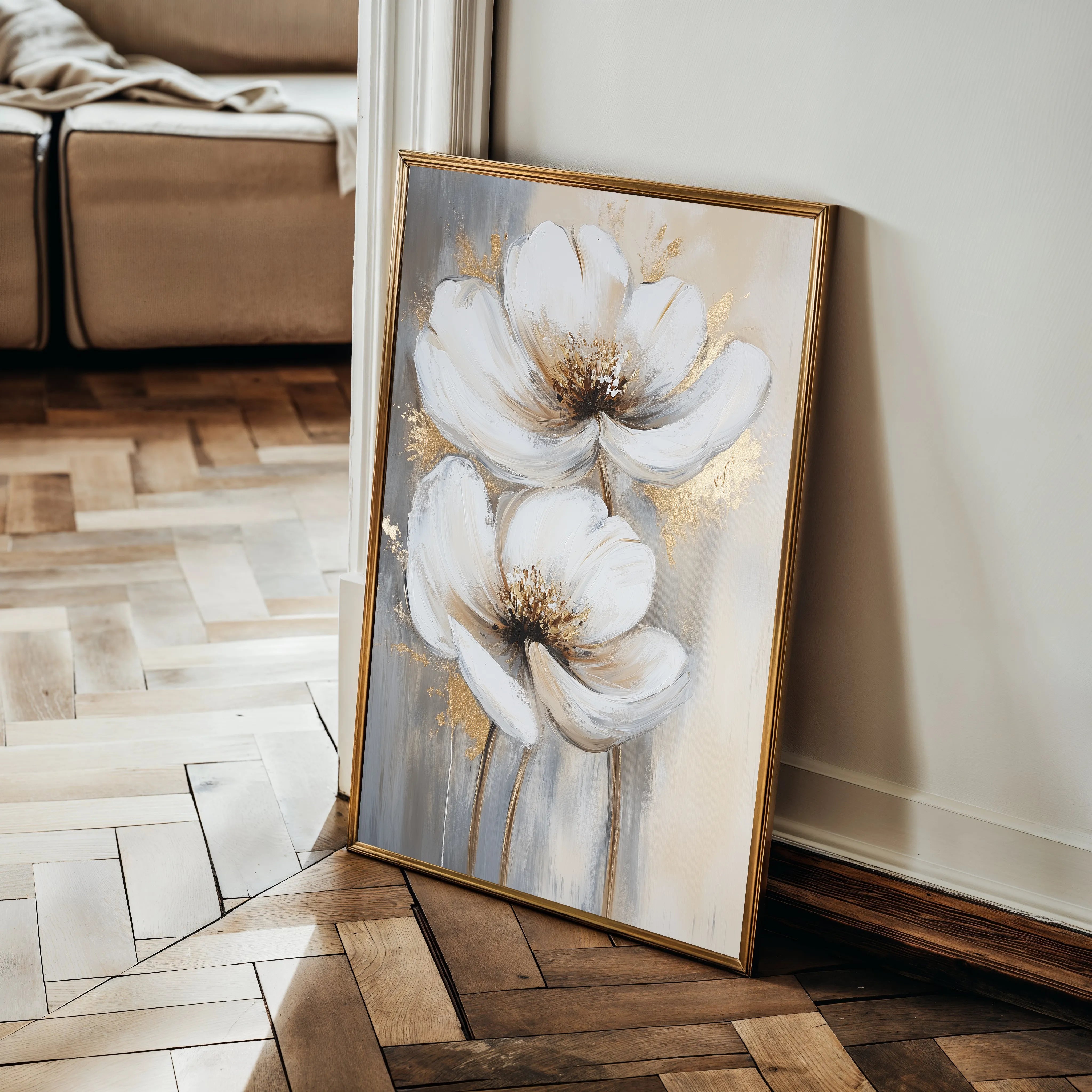 Floral 1433 Canvas Art 18" x 24" / 45 x 60 cm / Black