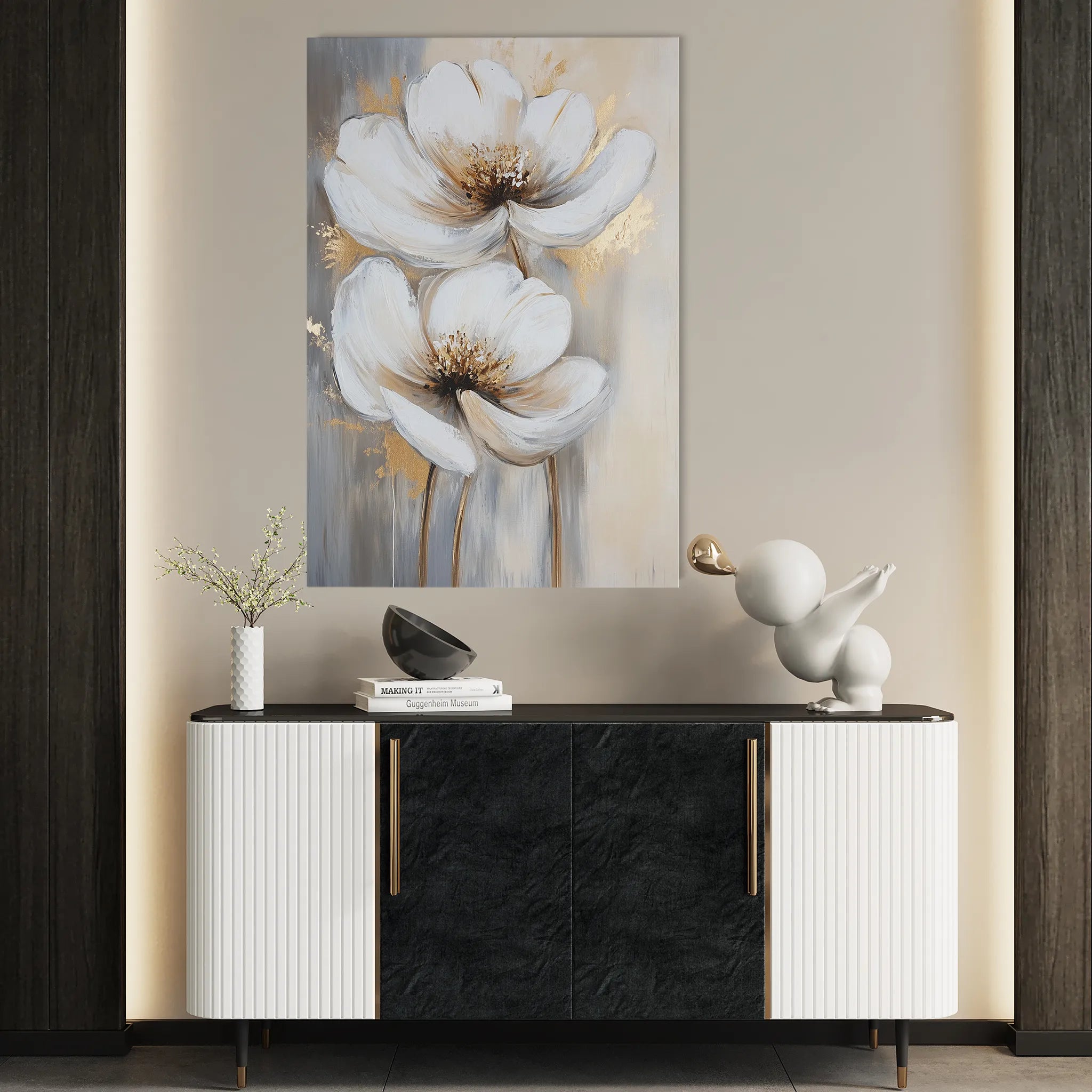 Floral 1433 Canvas Art 18" x 24" / 45 x 60 cm / Black