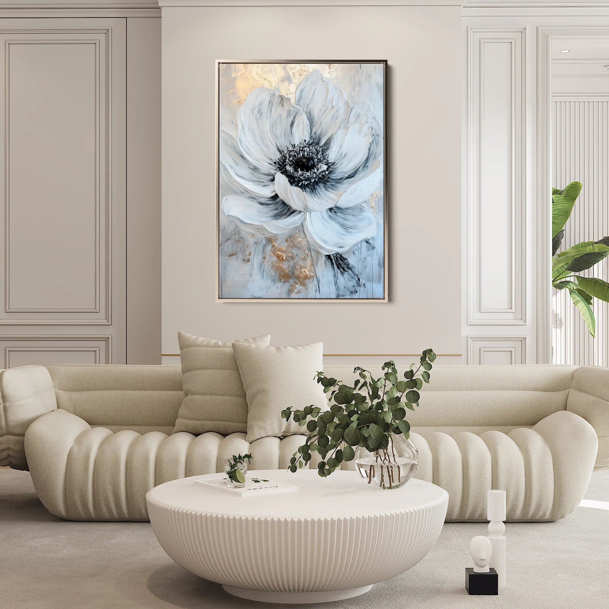 Floral 1436 Canvas Art 18" x 24" / 45 x 60 cm / Black