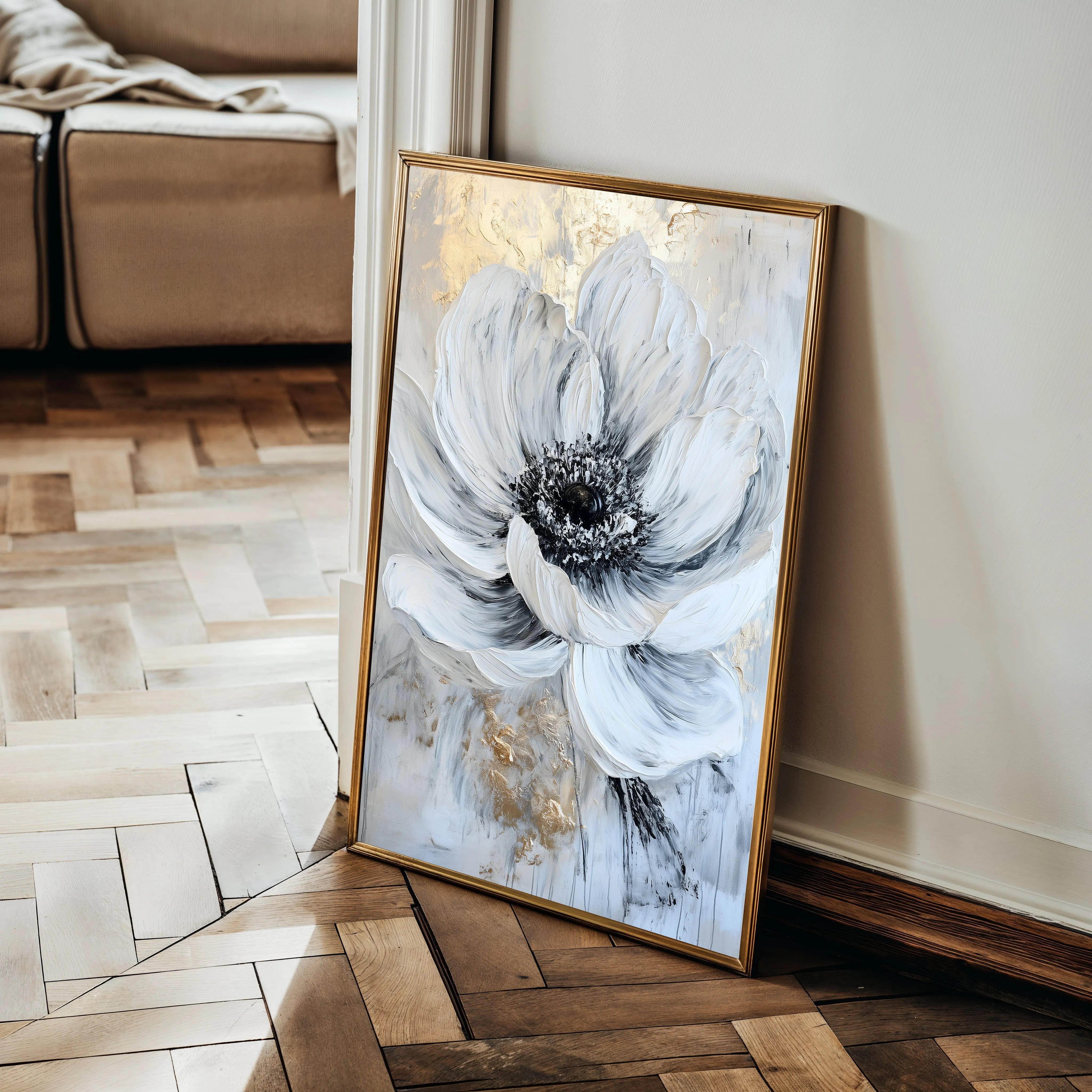 Floral 1436 Canvas Art 18" x 24" / 45 x 60 cm / Black