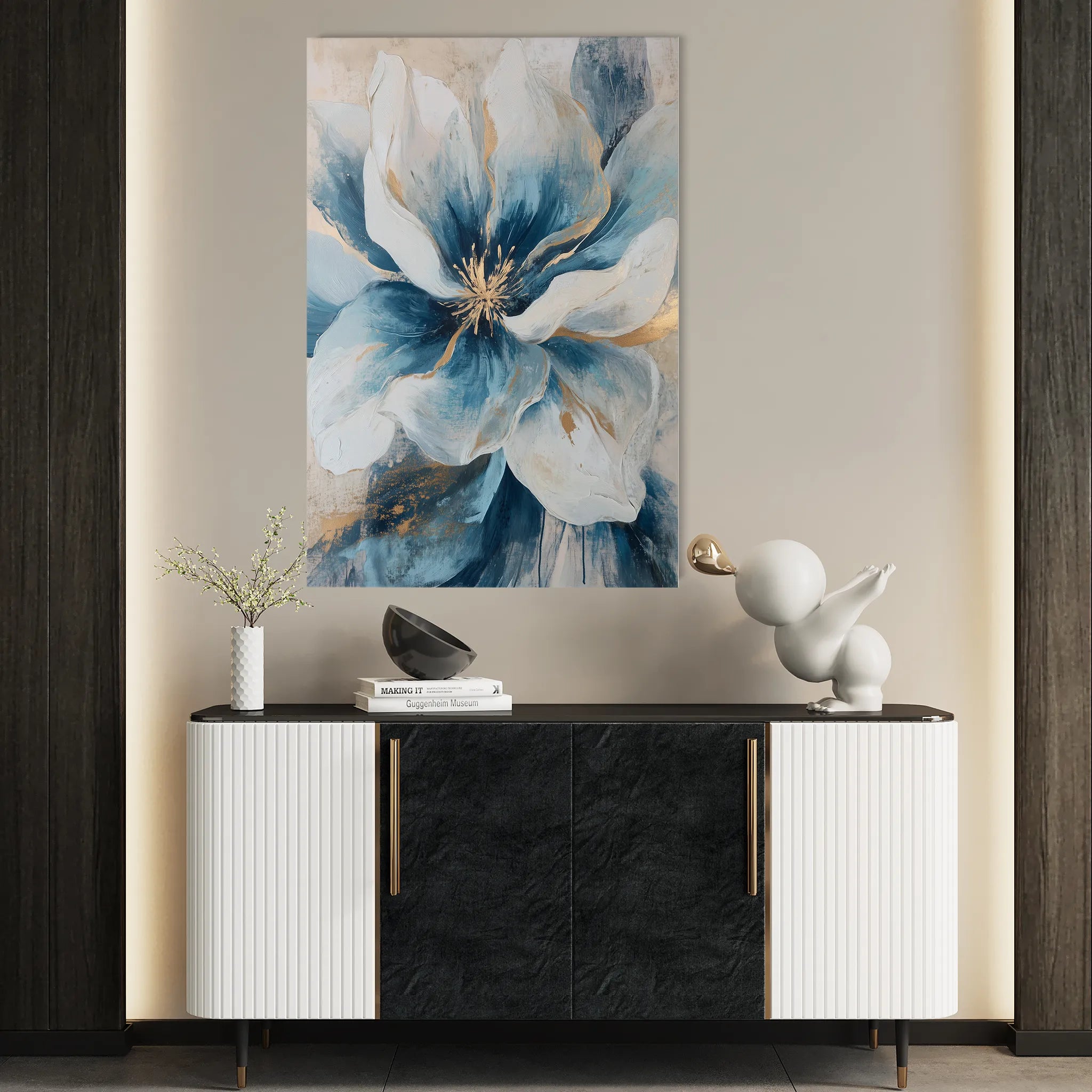 Floral 1439 Canvas Art 18" x 24" / 45 x 60 cm / Black