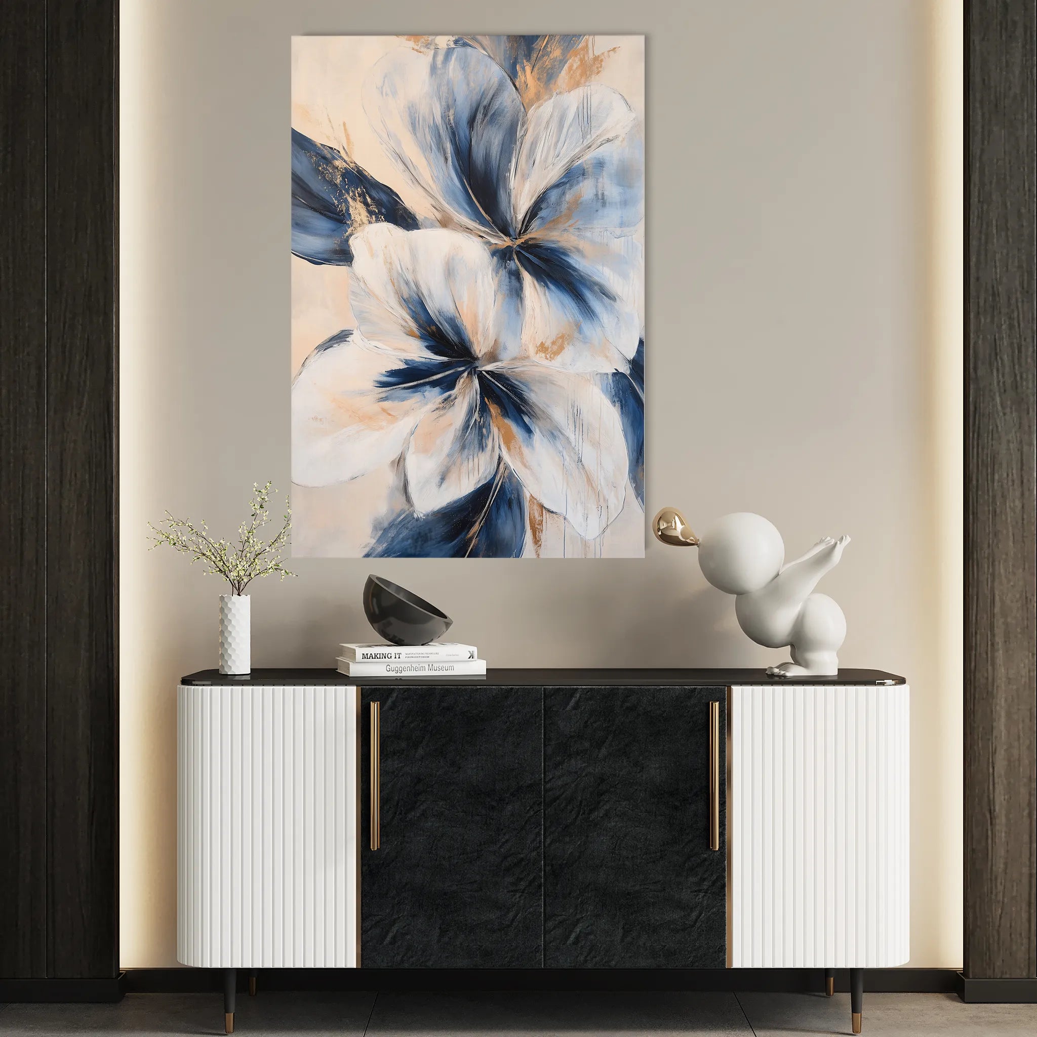 Floral 1440 Canvas Art 18" x 24" / 45 x 60 cm / Black