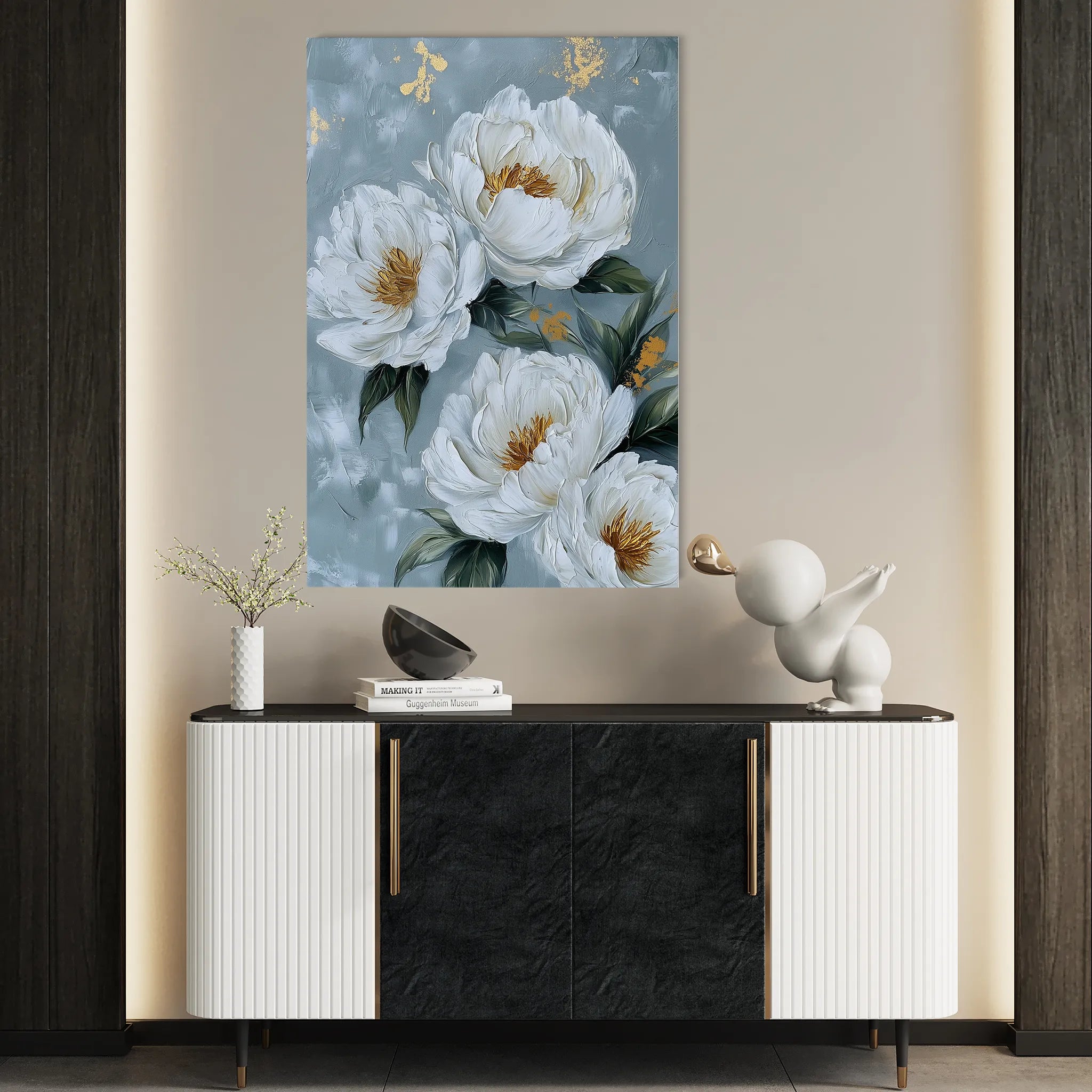 Floral 1441 Canvas Art 18" x 24" / 45 x 60 cm / Black