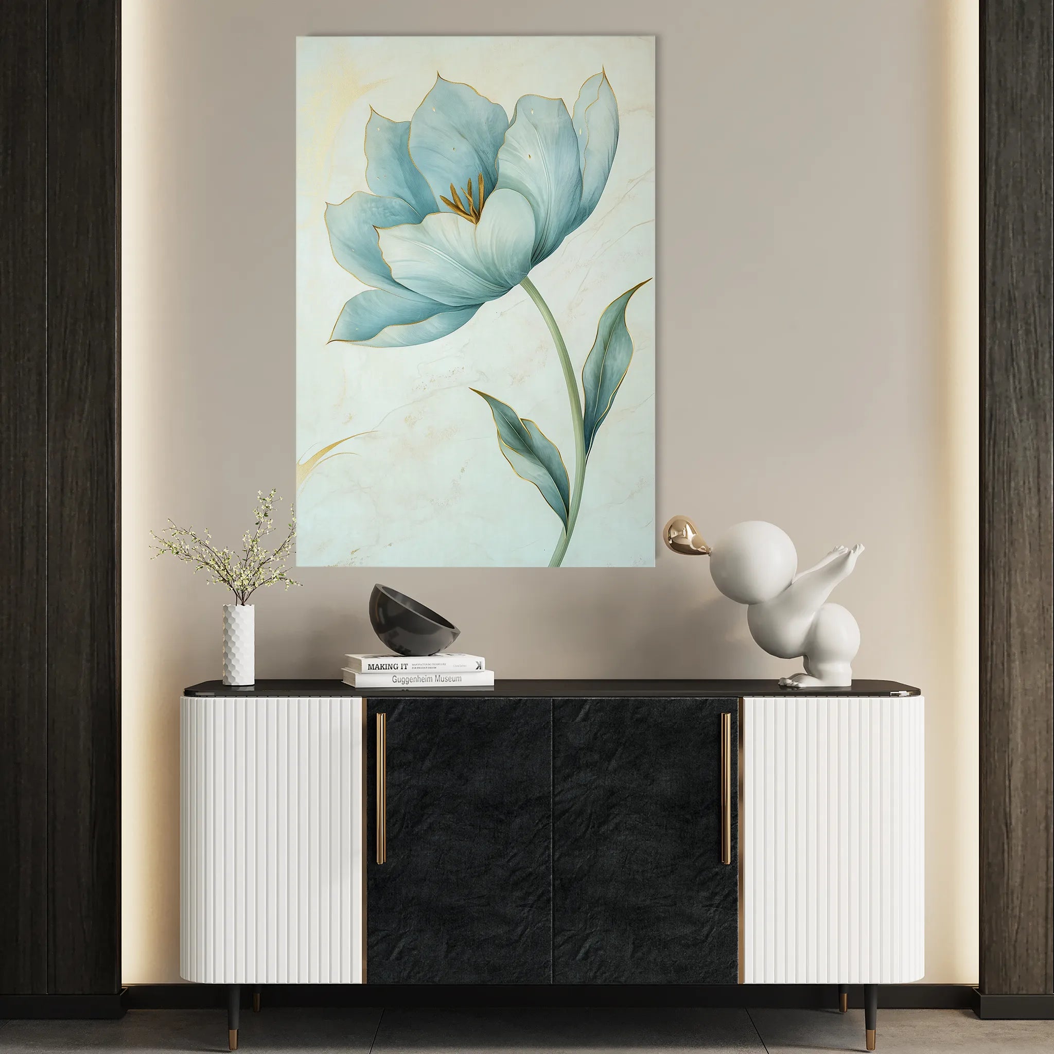 Floral 1444 Canvas Art 18" x 24" / 45 x 60 cm / Black