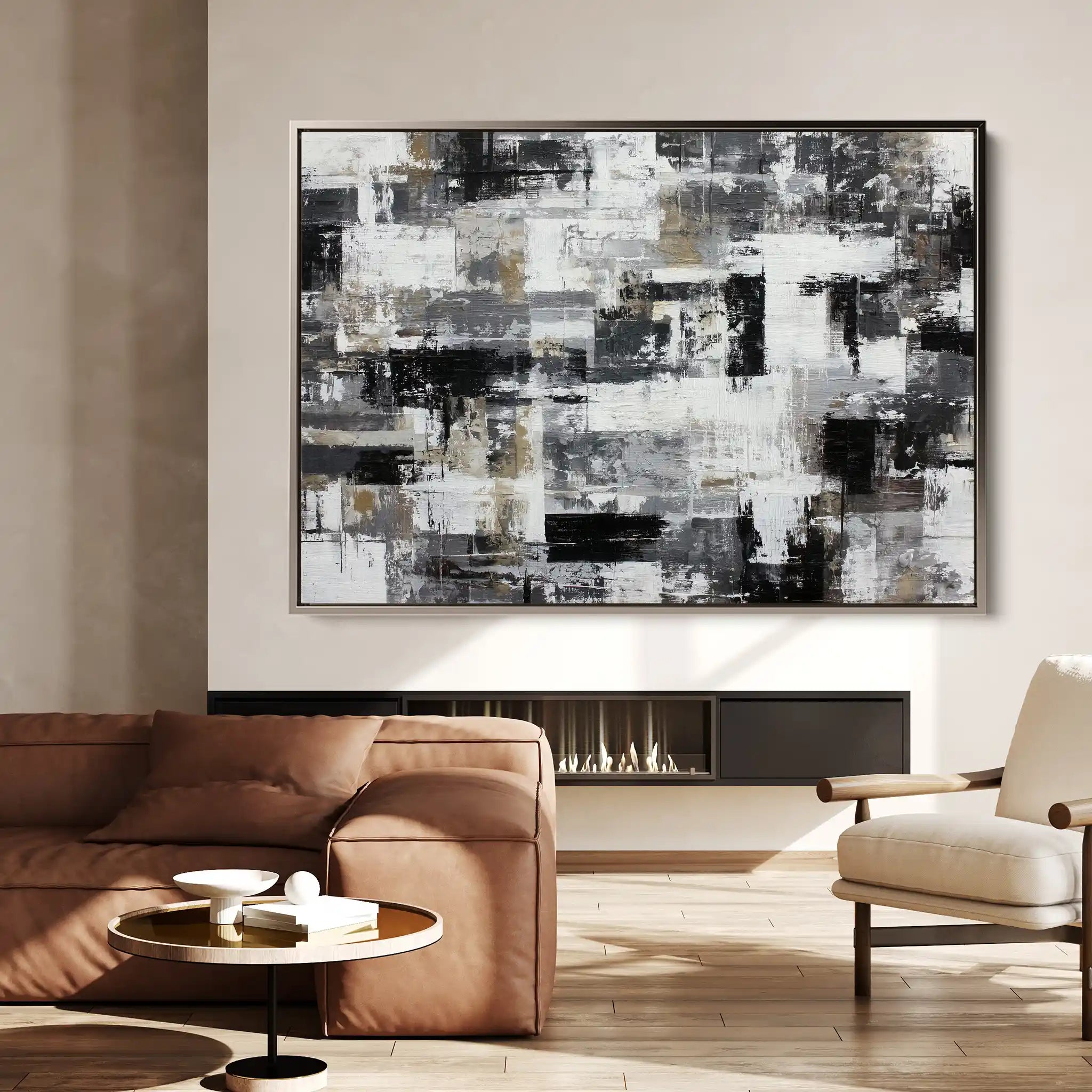Abstract 1445 Canvas Art 18" x 24" / 45 x 60 cm / Black
