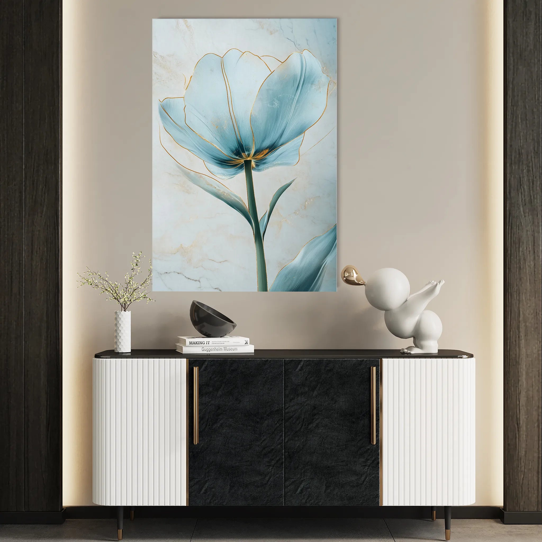 Floral 1445 Canvas Art 18" x 24" / 45 x 60 cm / Black