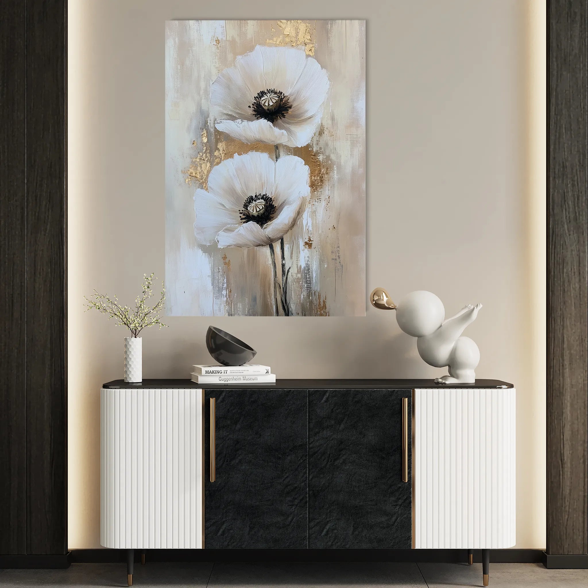 Floral 1449 Canvas Art 18" x 24" / 45 x 60 cm / Black