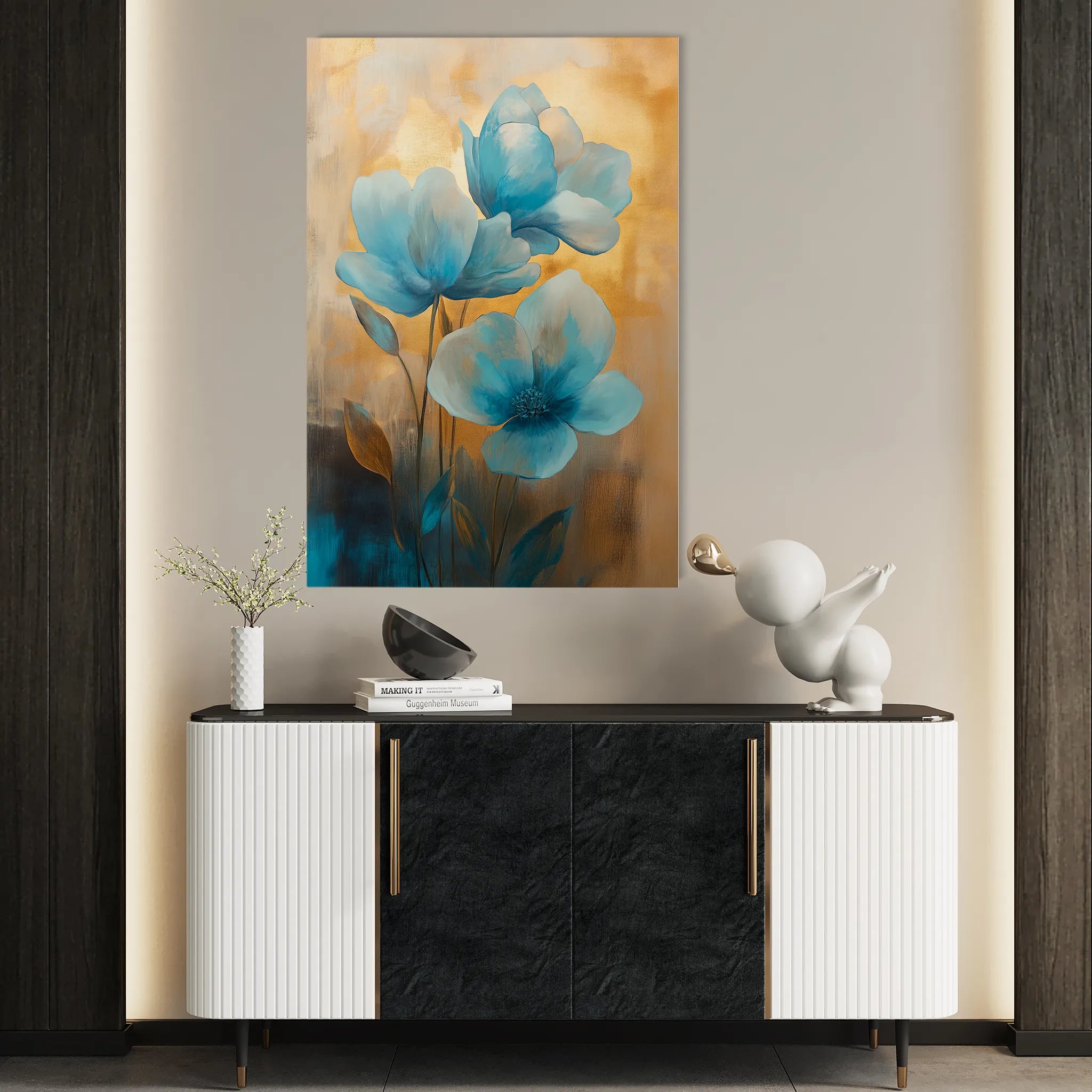 Floral 1451 Canvas Art 18" x 24" / 45 x 60 cm / Black