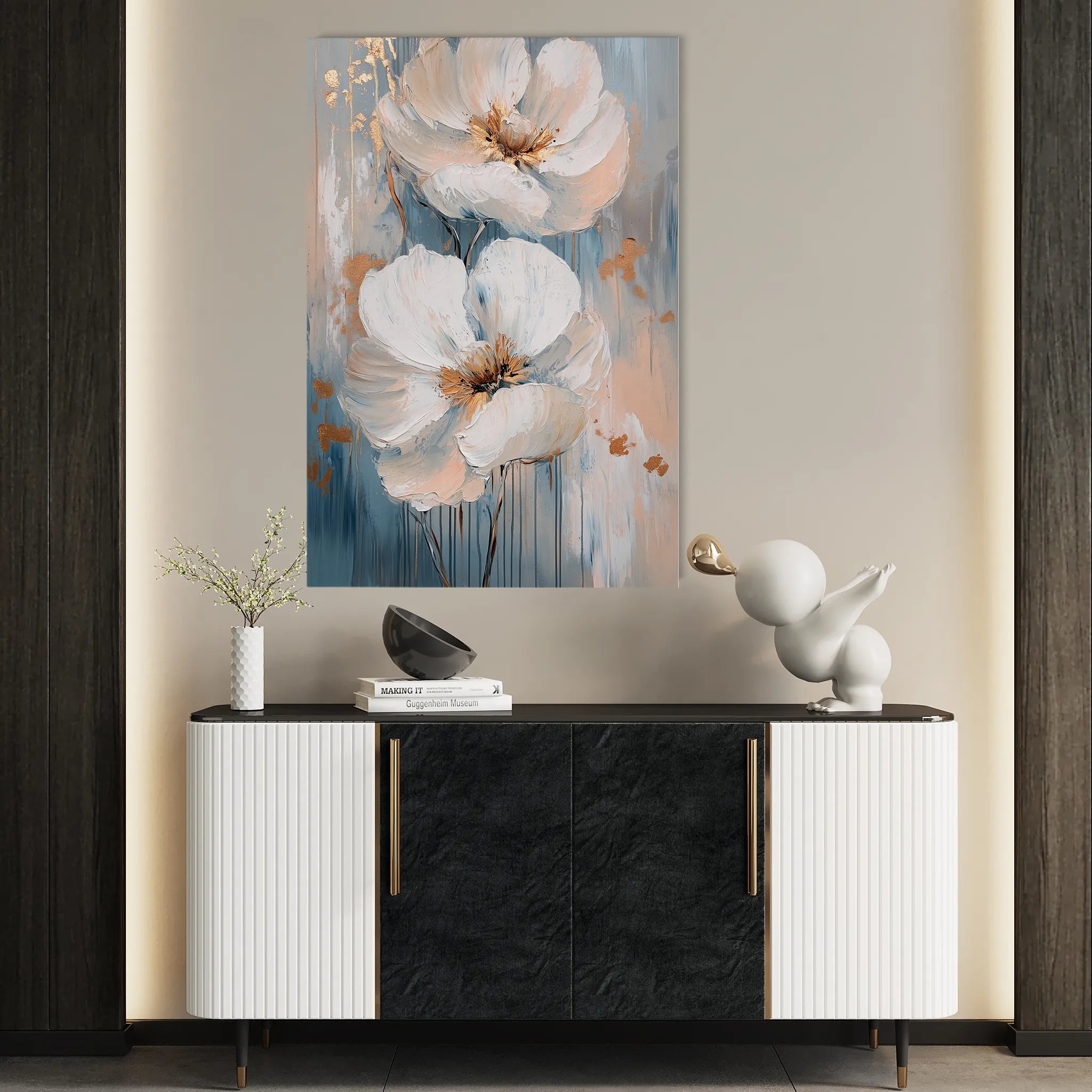 Floral 1453 Canvas Art 18" x 24" / 45 x 60 cm / Black