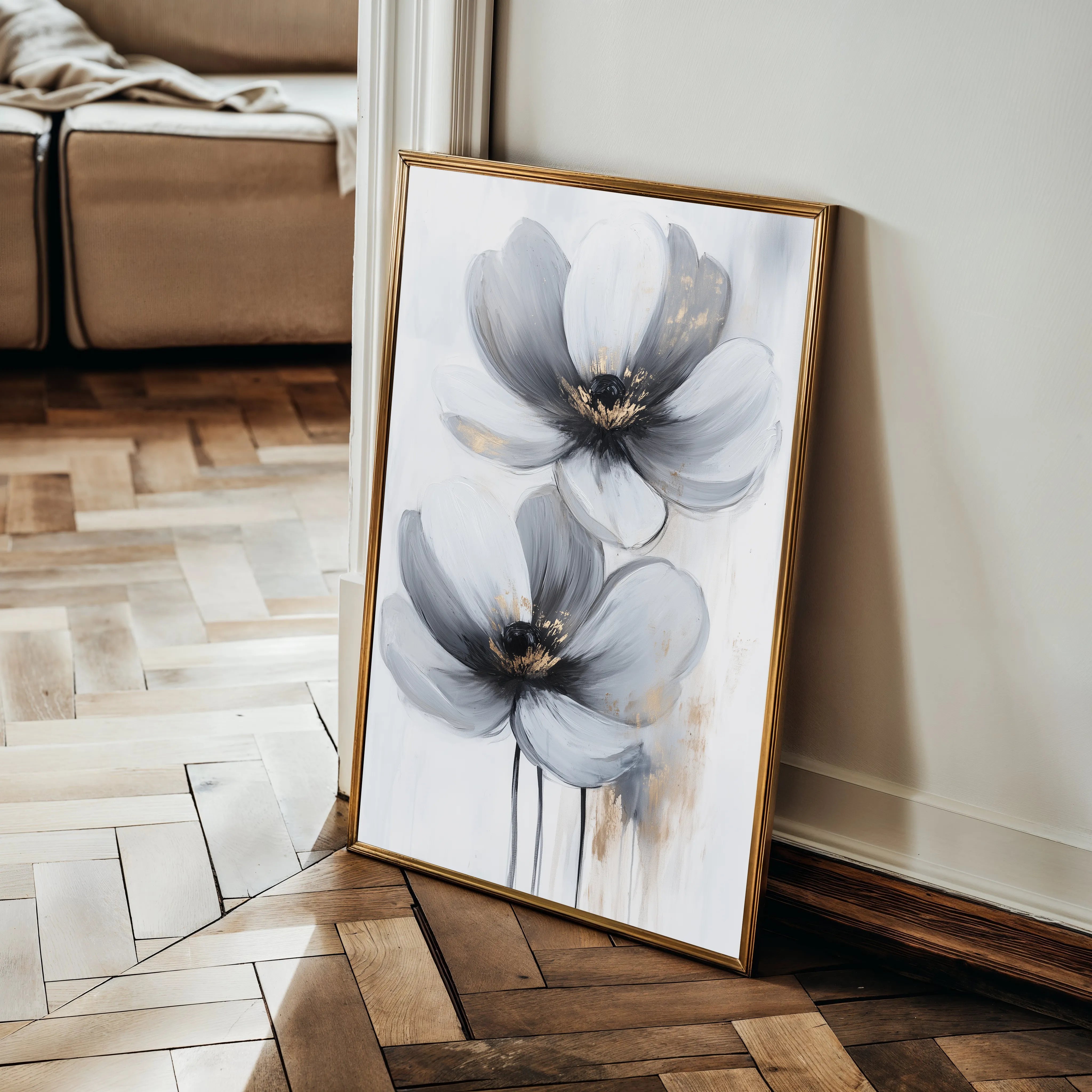 Floral 1454 Canvas Art 18" x 24" / 45 x 60 cm / Black