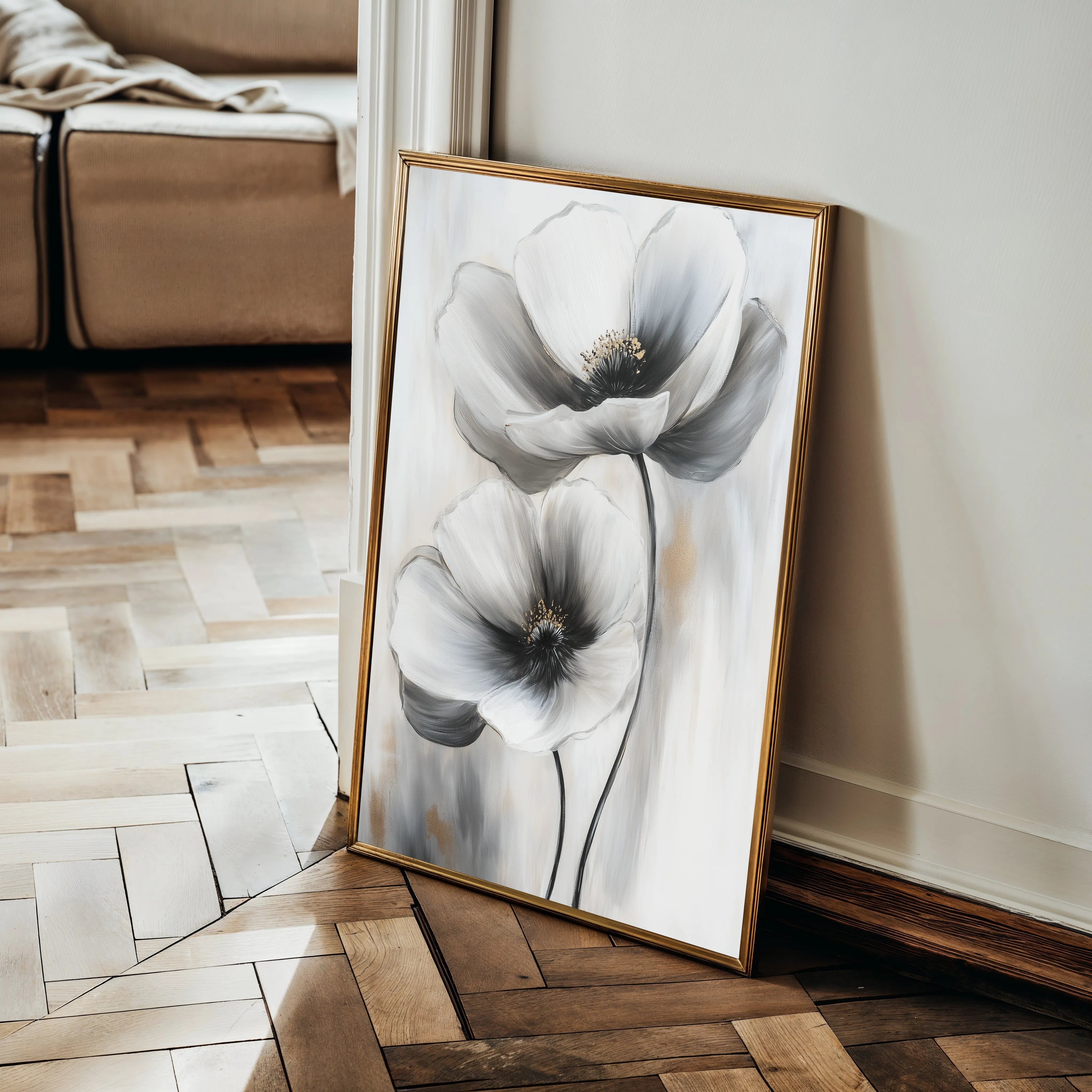 Floral 1455 Canvas Art 18" x 24" / 45 x 60 cm / Black