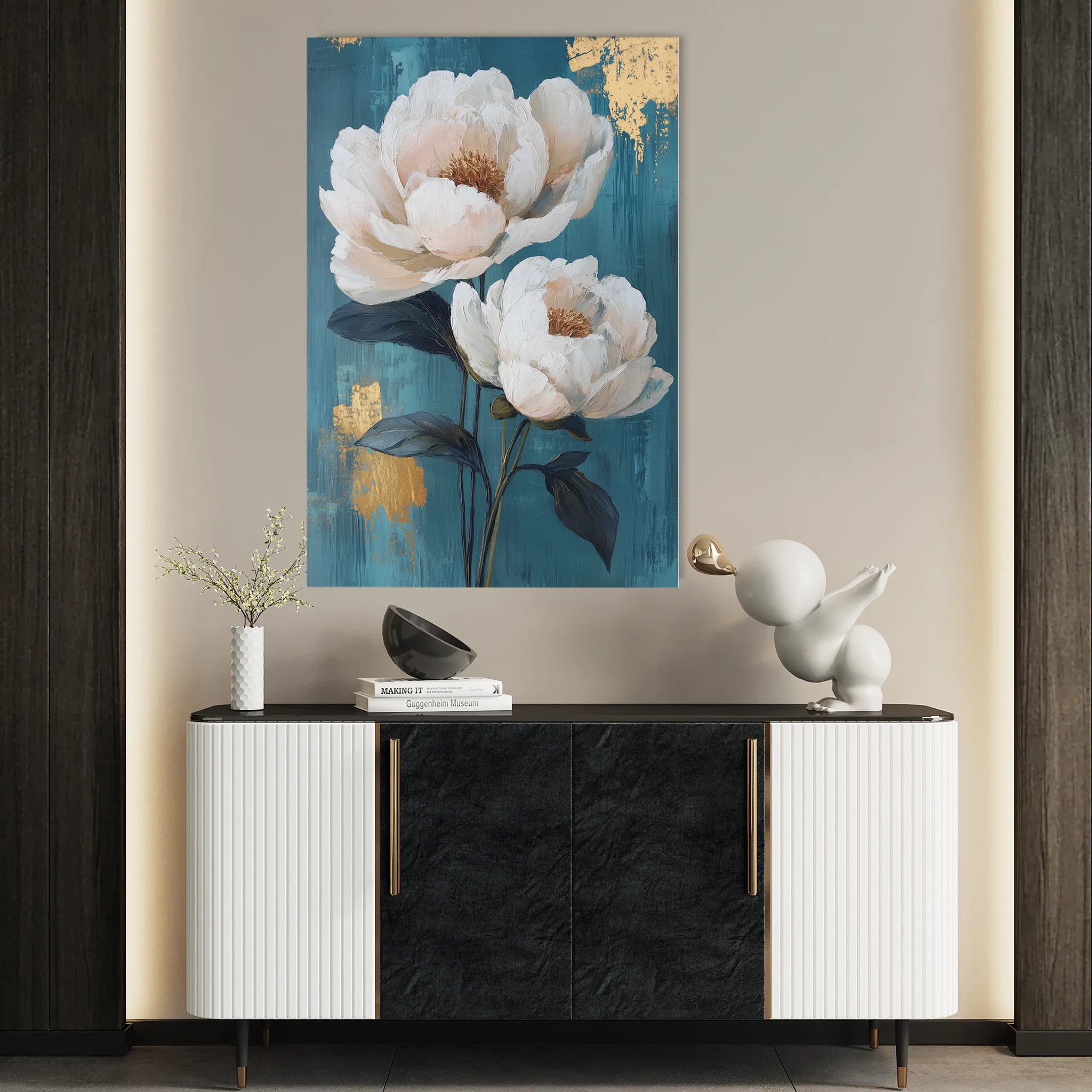 Floral 1460 Canvas Art 18" x 24" / 45 x 60 cm / Black