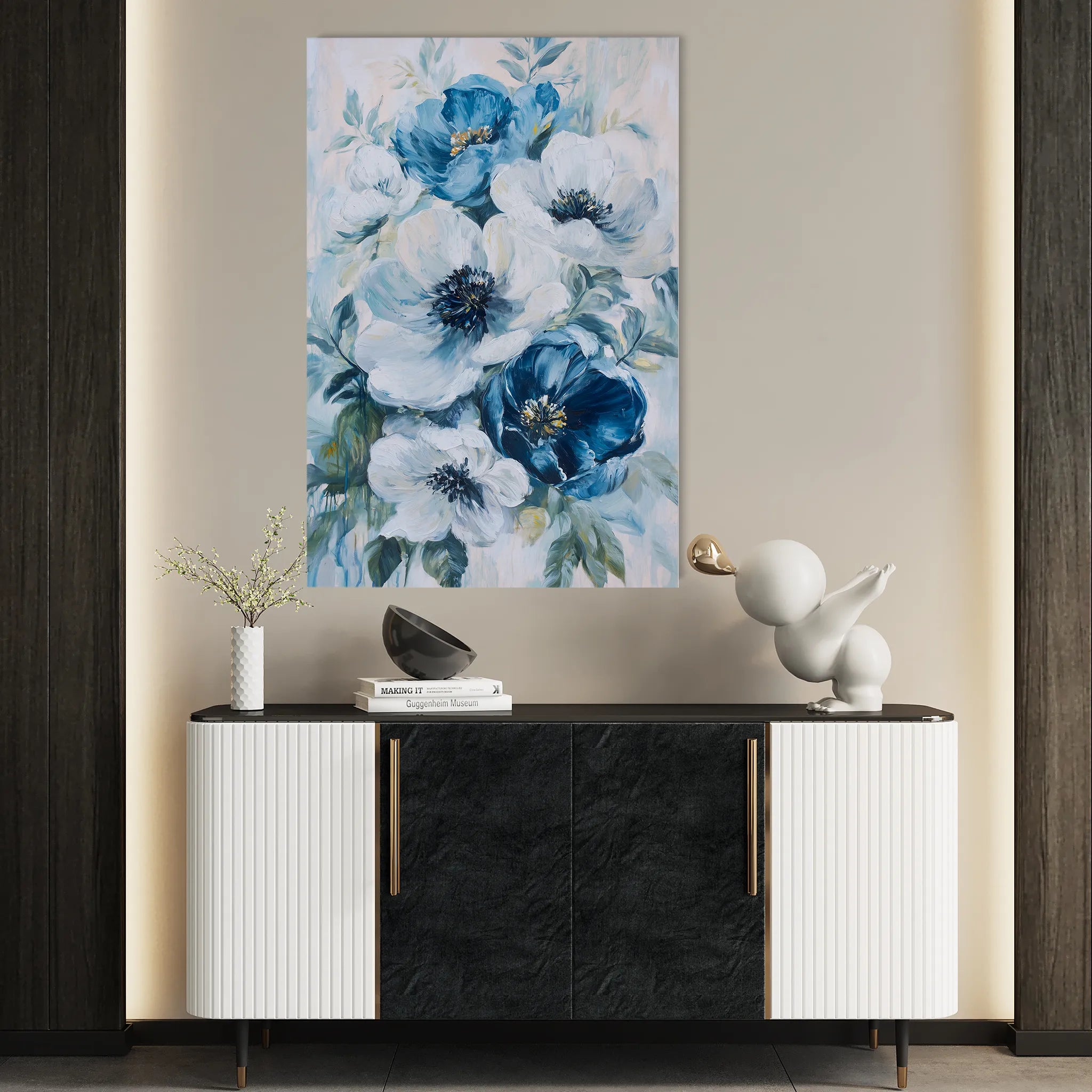 Floral 1464 Canvas Art 18" x 24" / 45 x 60 cm / Black