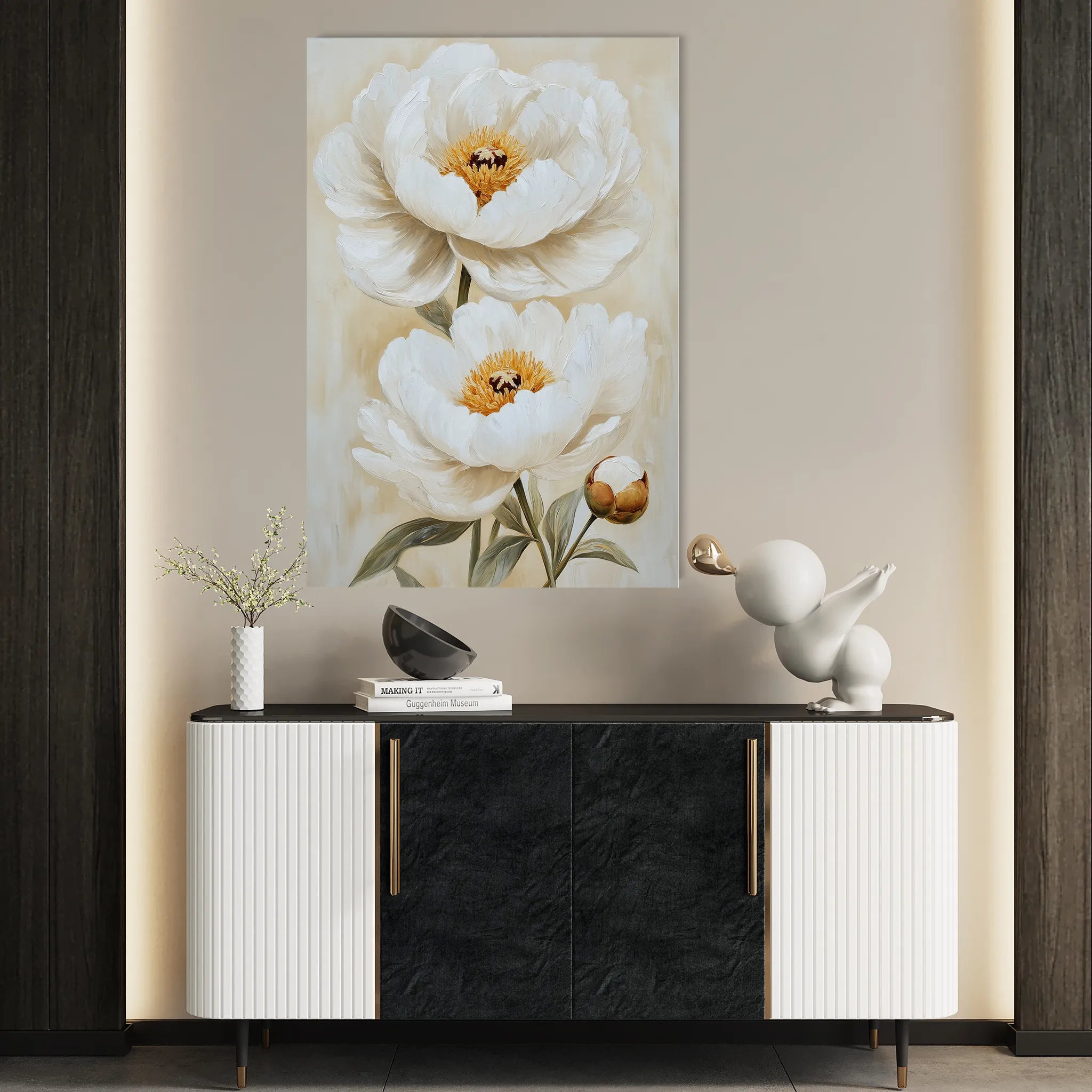 Floral 1465 Canvas Art 18" x 24" / 45 x 60 cm / Black