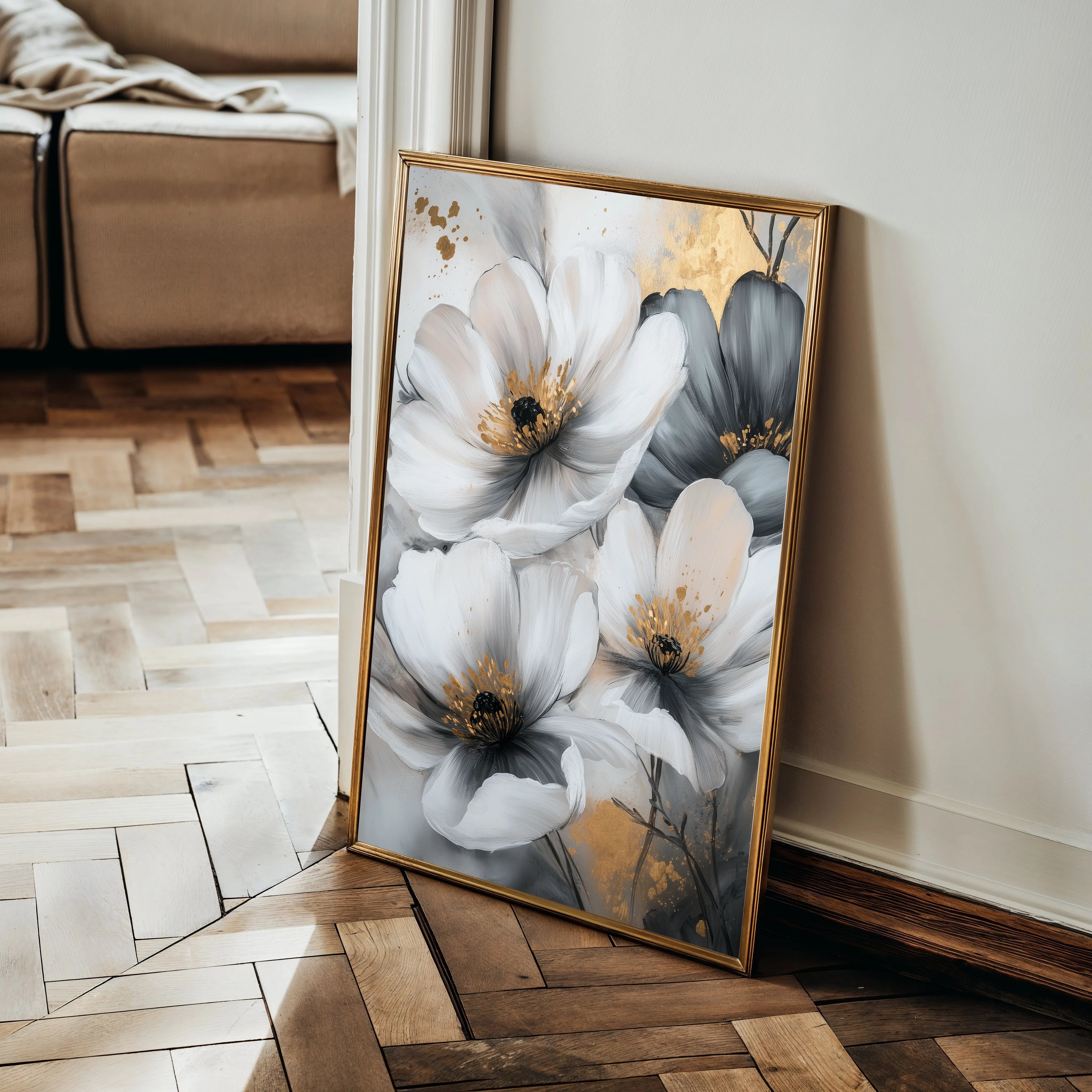 Floral 1466 Canvas Art 18" x 24" / 45 x 60 cm / Black