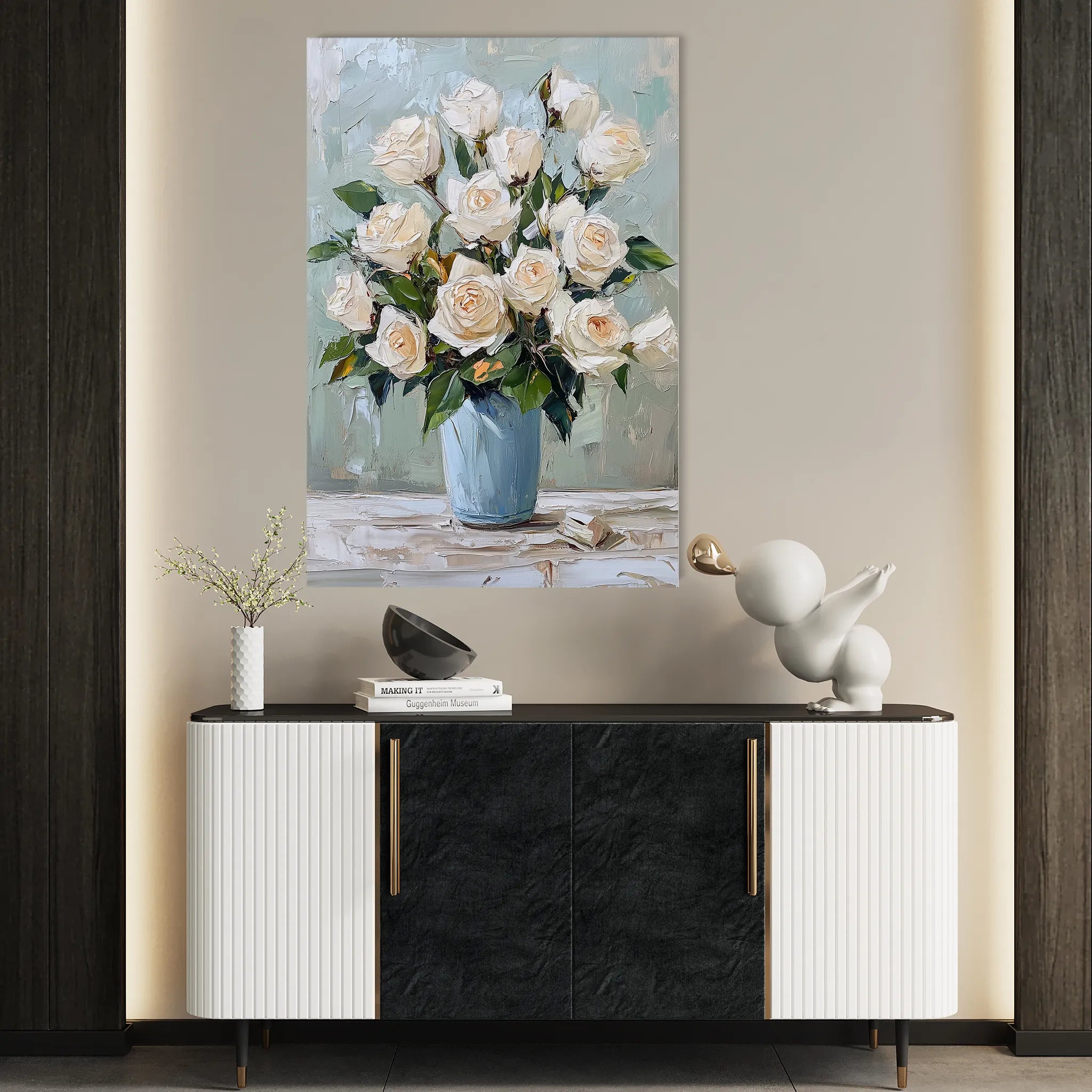 Floral 1467 Canvas Art 18" x 24" / 45 x 60 cm / Black