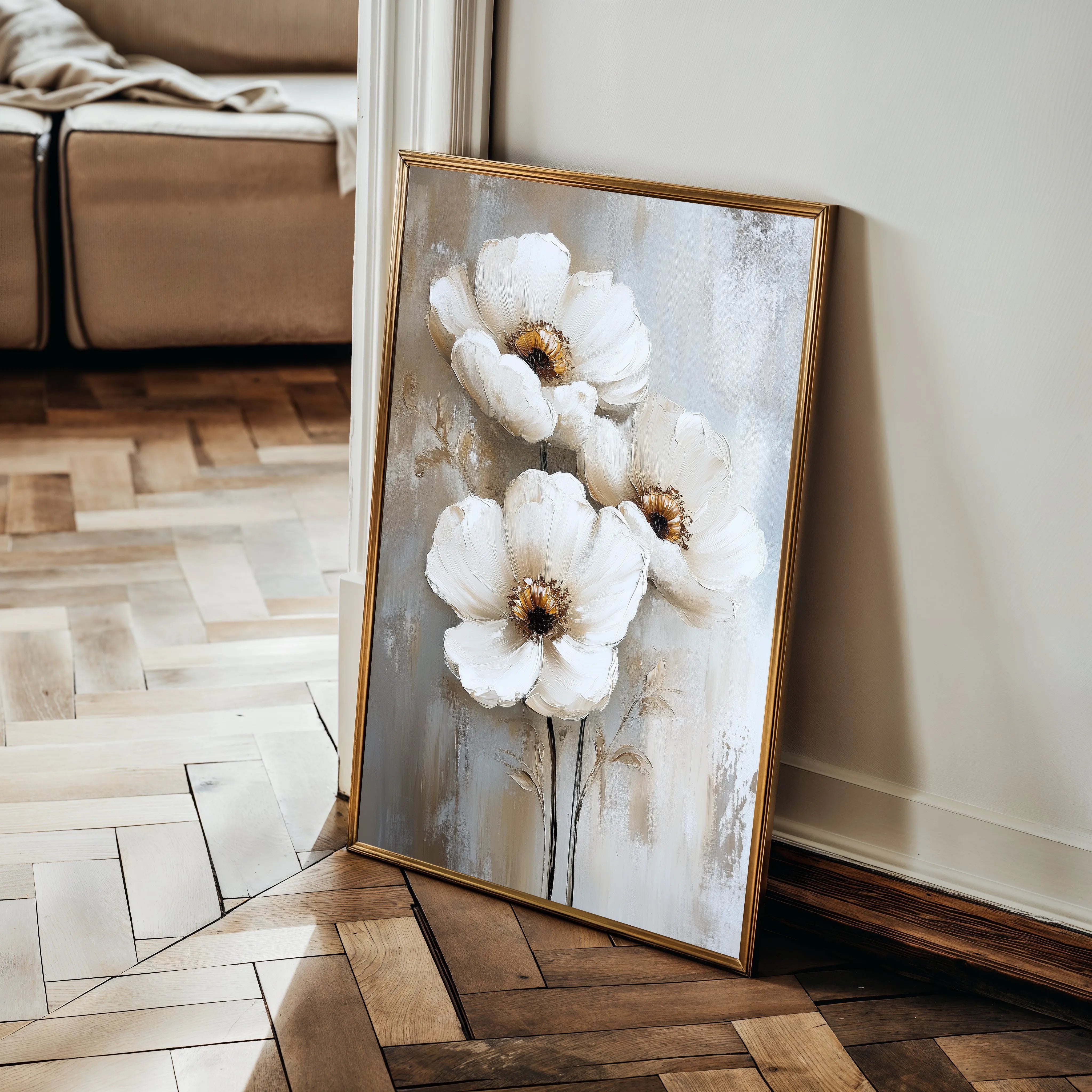 Floral 1468 Canvas Art 18" x 24" / 45 x 60 cm / Black