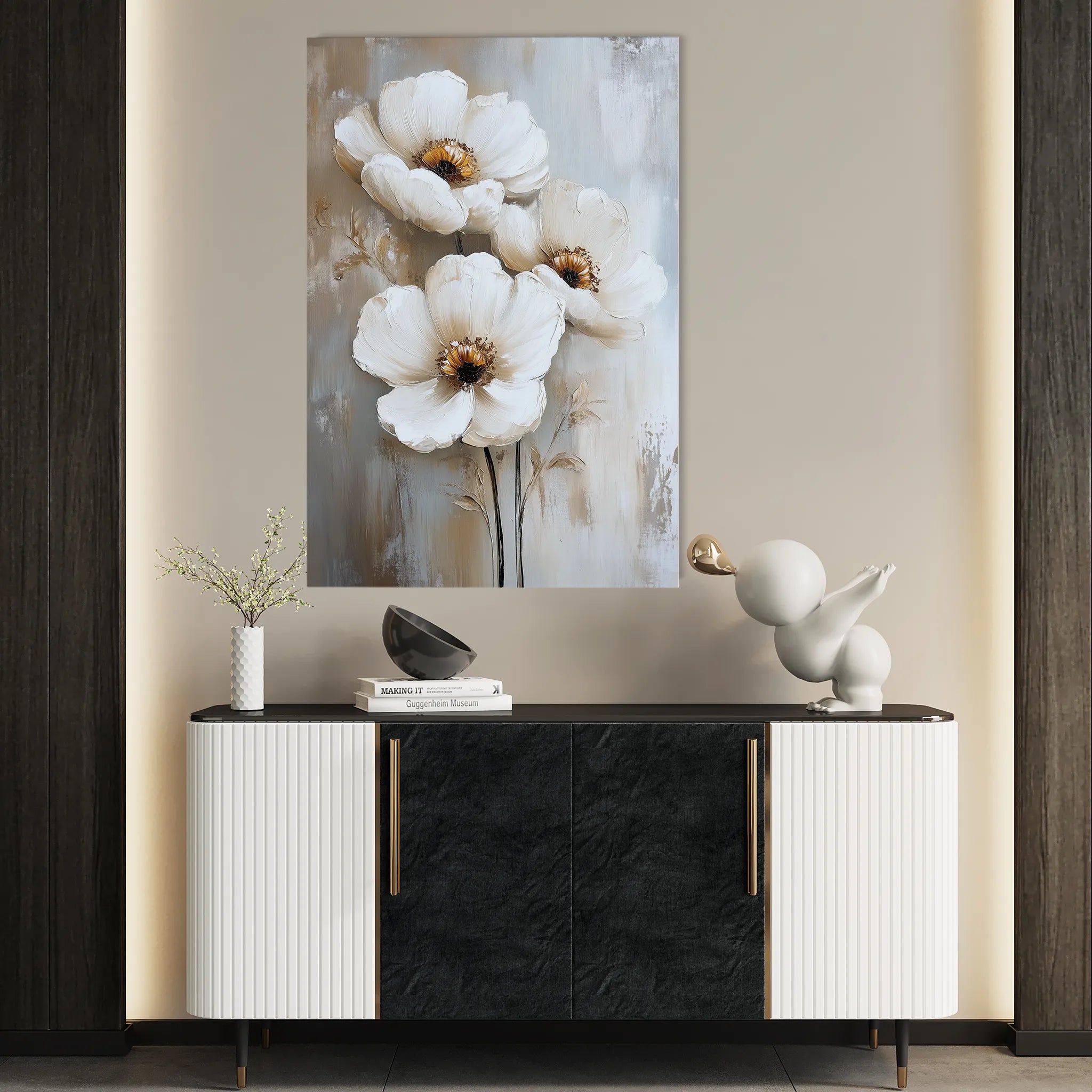 Floral 1468 Canvas Art 18" x 24" / 45 x 60 cm / Black