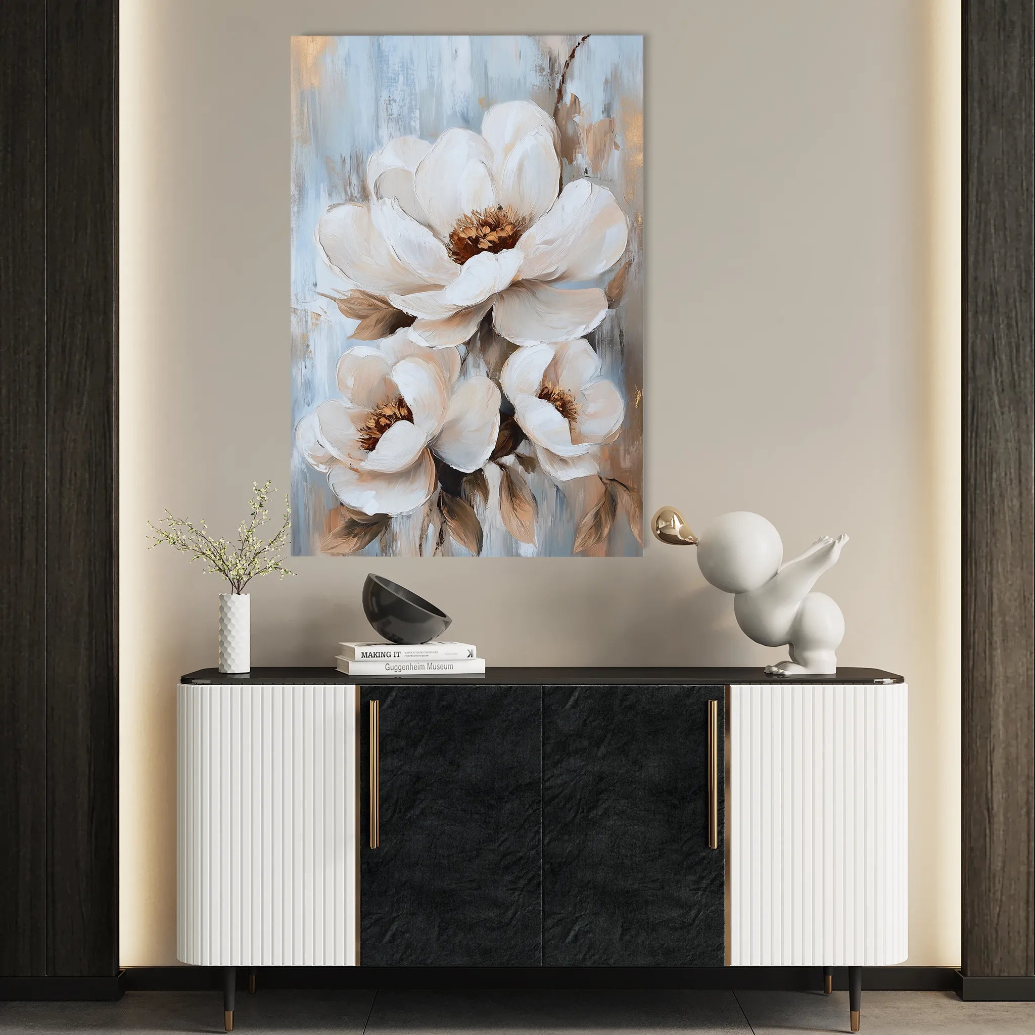 Floral 1469 Canvas Art 18" x 24" / 45 x 60 cm / Black