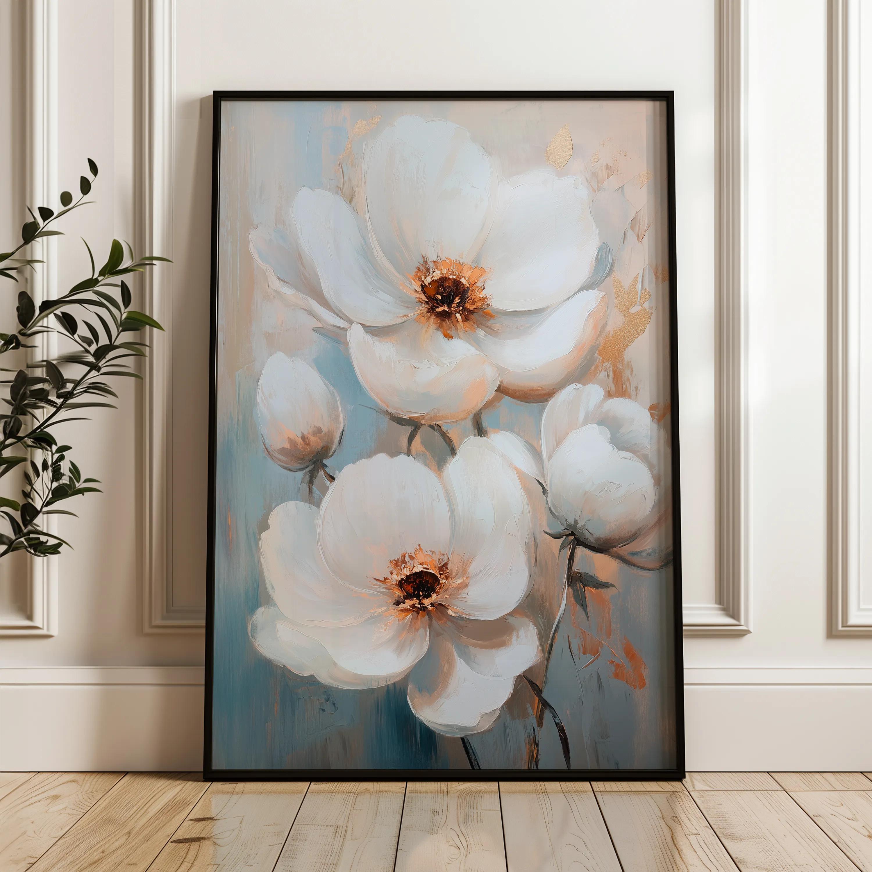 Floral 1470 Canvas Art 18" x 24" / 45 x 60 cm / Black