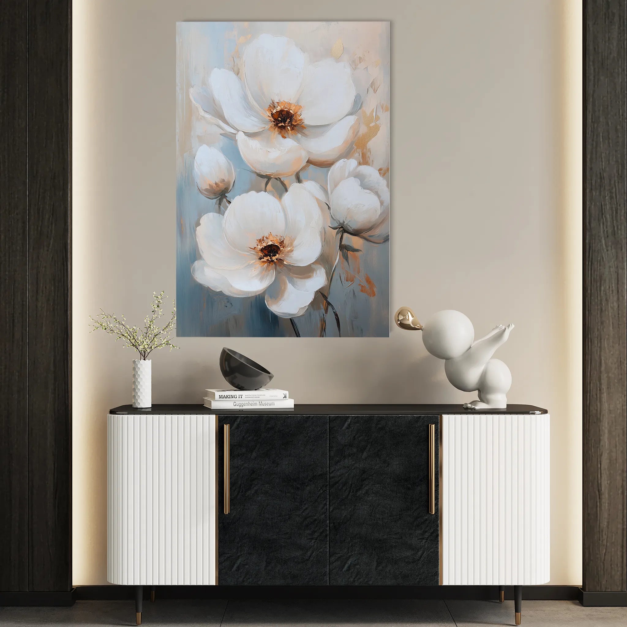Floral 1470 Canvas Art 18" x 24" / 45 x 60 cm / Black