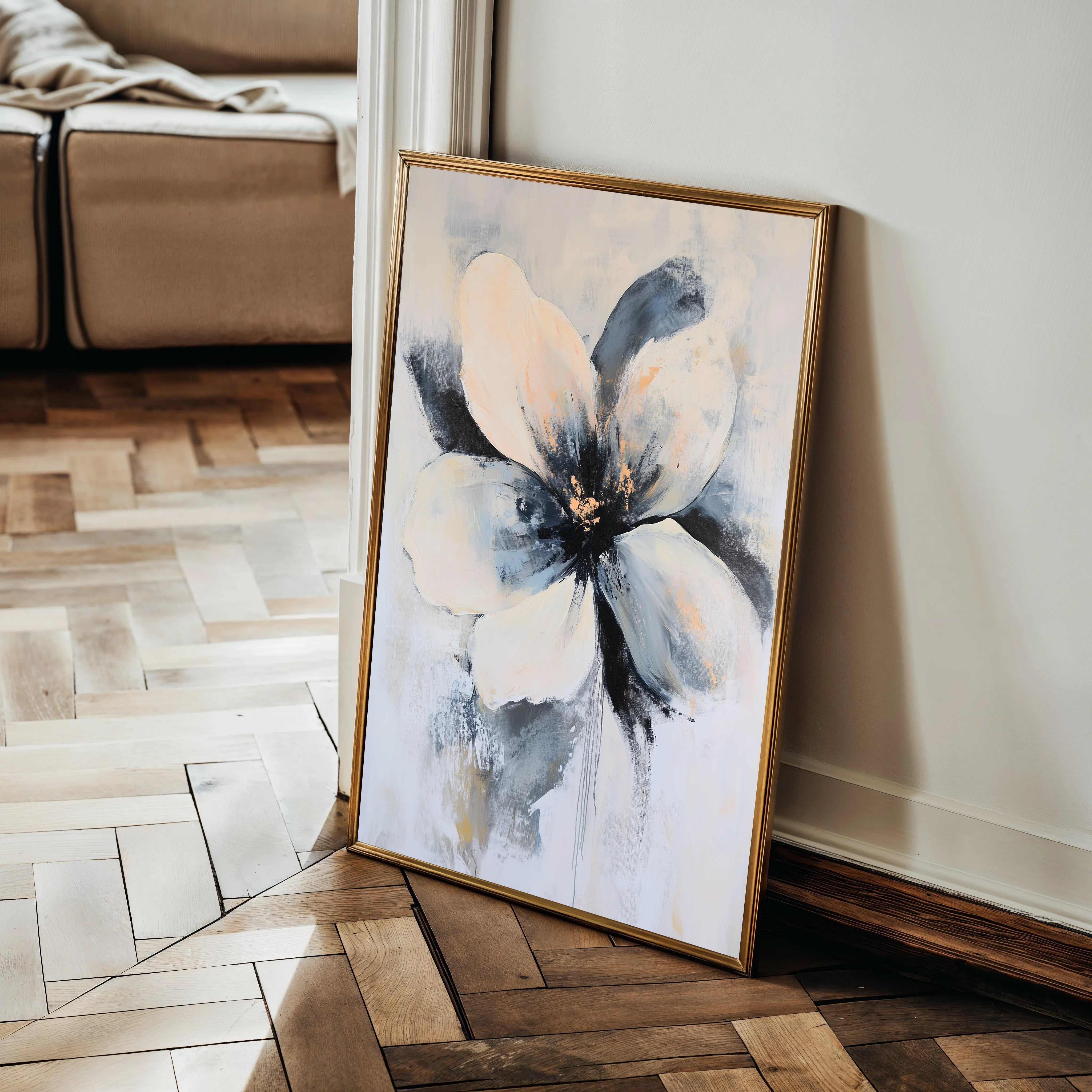 Floral 1471 Canvas Art 18" x 24" / 45 x 60 cm / Black