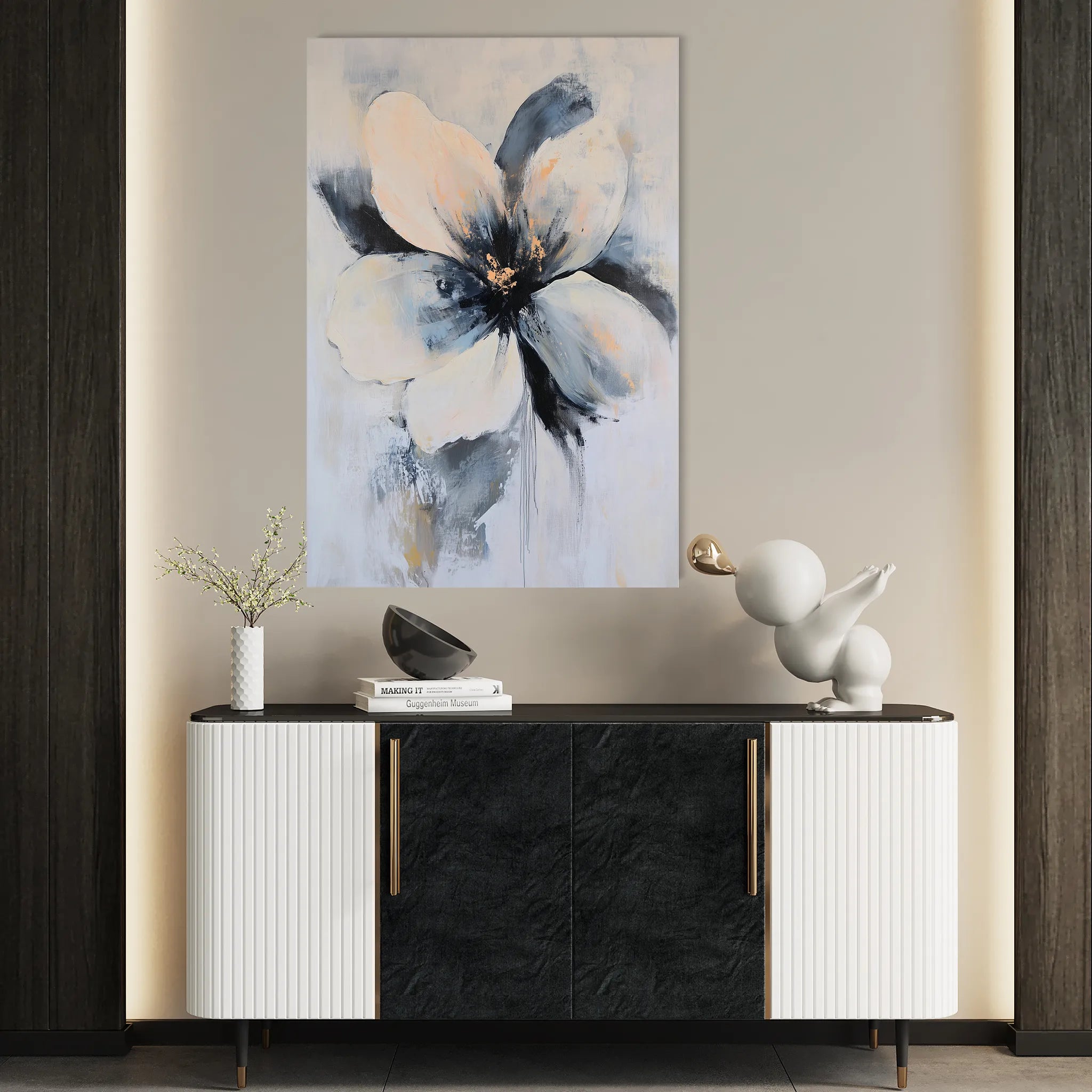 Floral 1471 Canvas Art 18" x 24" / 45 x 60 cm / Black